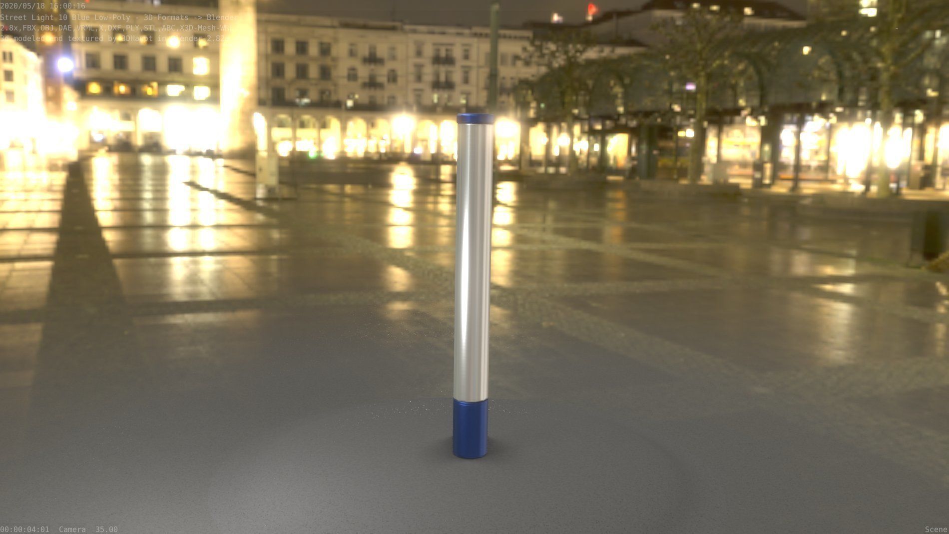 Street Light 10 Blue Low-Poly 180mm Low-poly 3D model_97