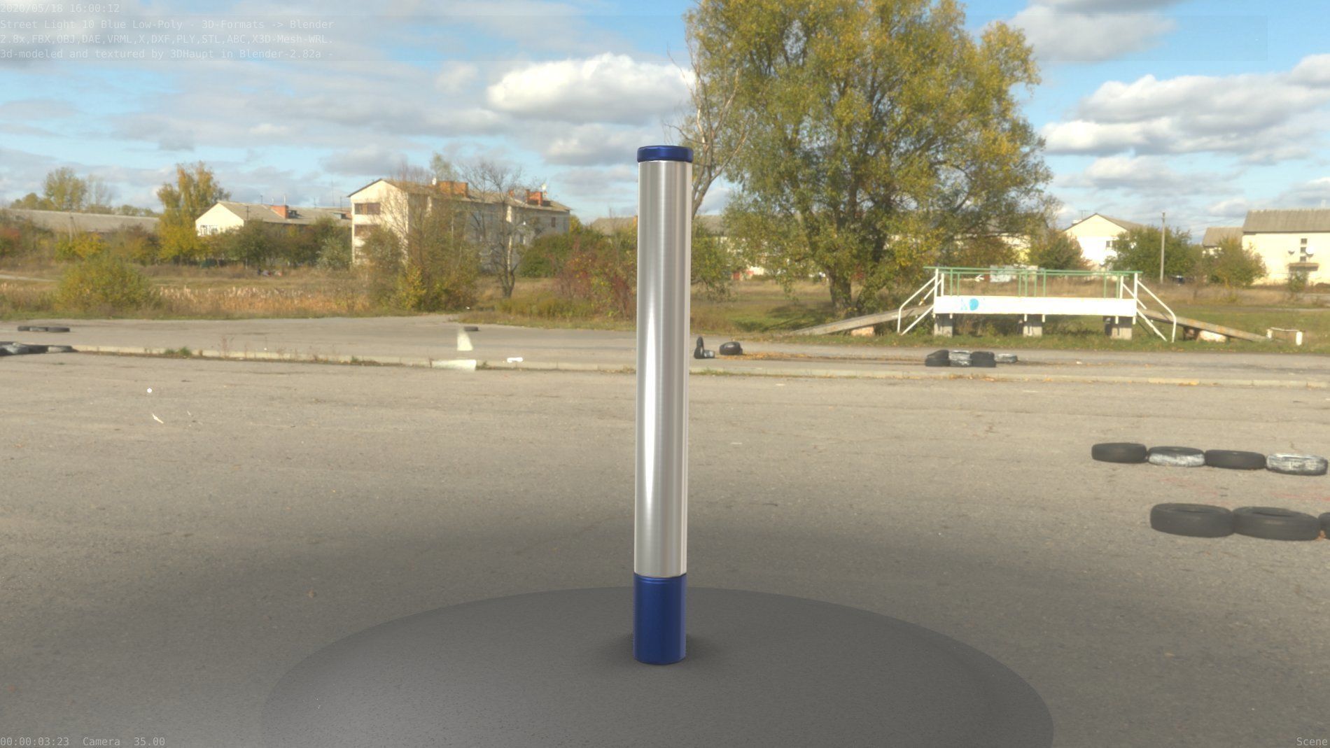 Street Light 10 Blue Low-Poly 180mm Low-poly 3D model_95