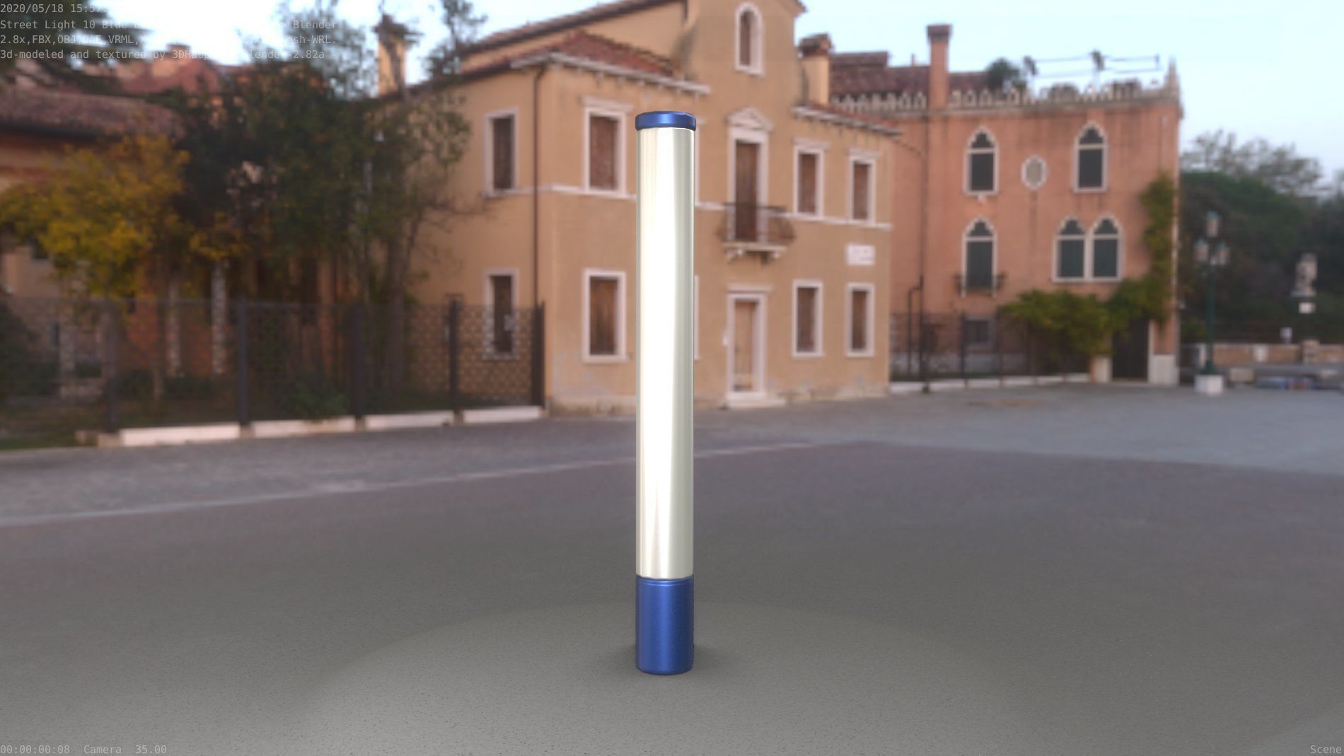 Street Light 10 Blue Low-Poly 180mm Low-poly 3D model_21