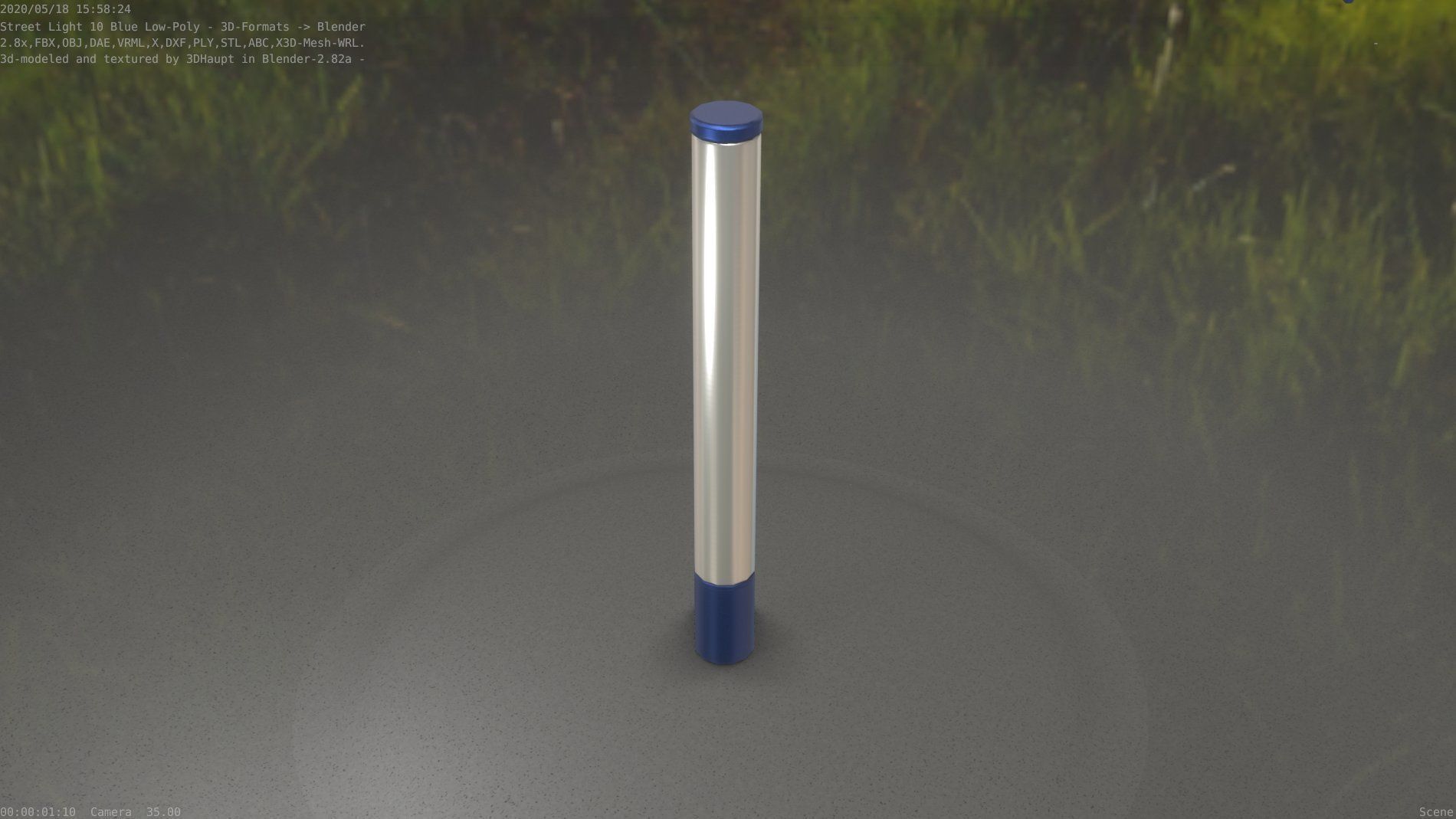 Street Light 10 Blue Low-Poly 180mm Low-poly 3D model_45