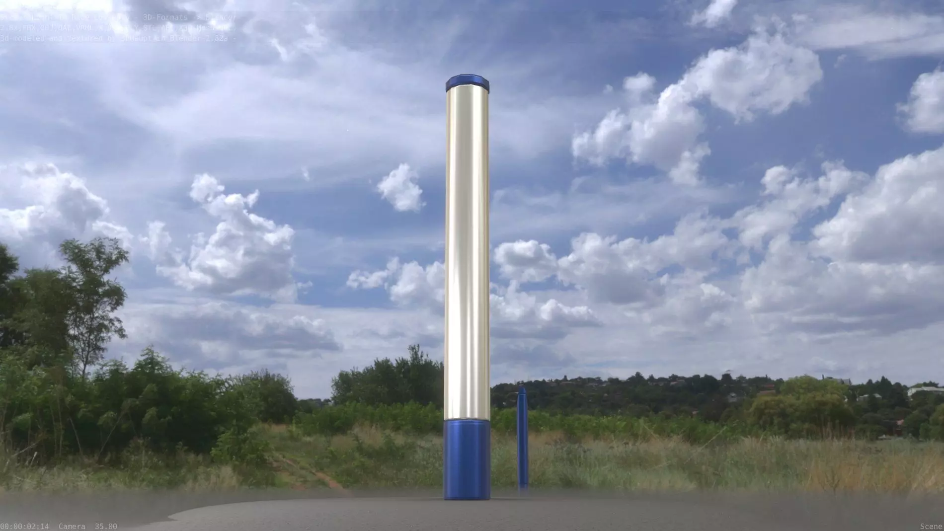 Street Light 10 Blue Low-Poly 180mm Low-poly 3D model_0