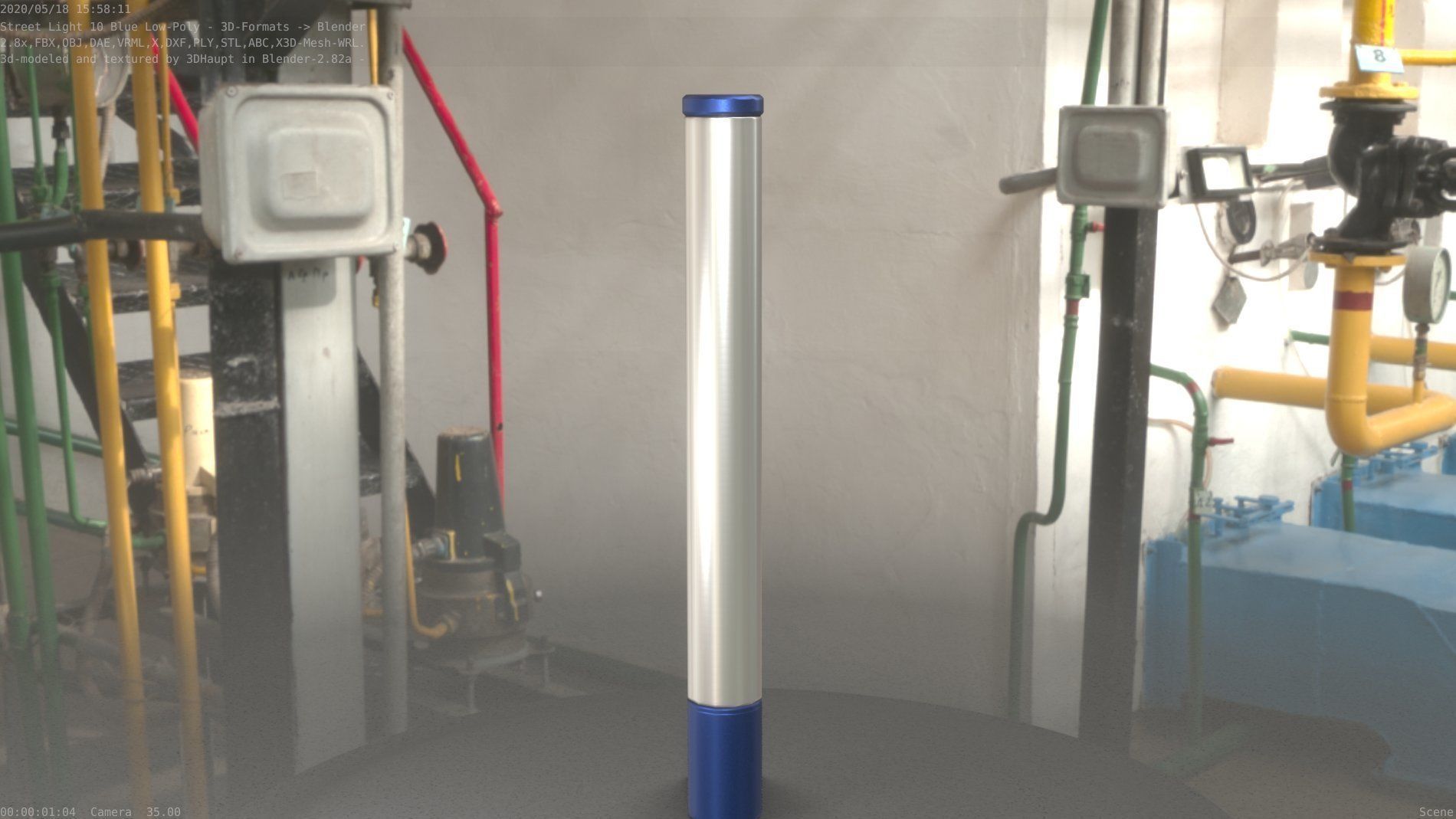 Street Light 10 Blue Low-Poly 180mm Low-poly 3D model_39