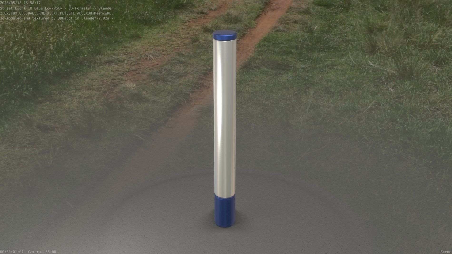 Street Light 10 Blue Low-Poly 180mm Low-poly 3D model_42