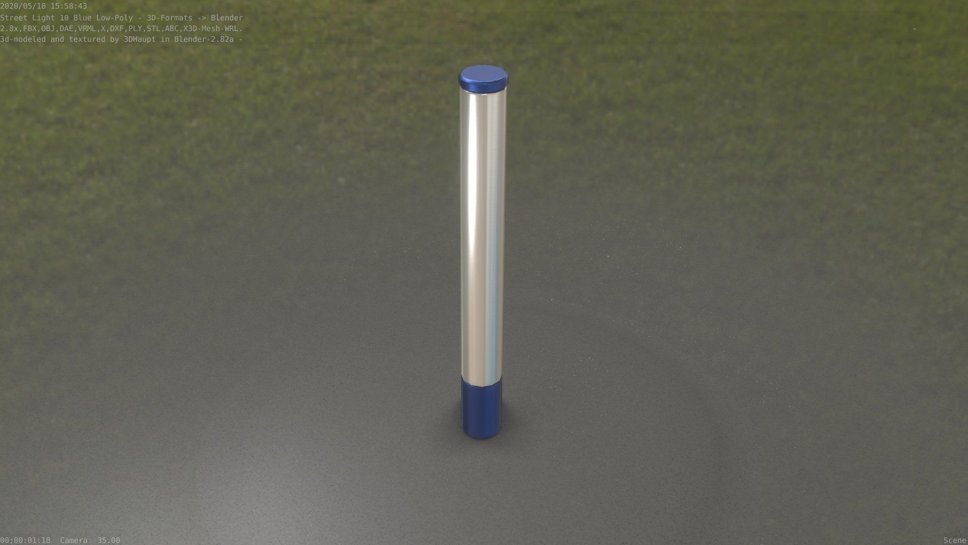 Street Light 10 Blue Low-Poly 180mm Low-poly 3D model_53