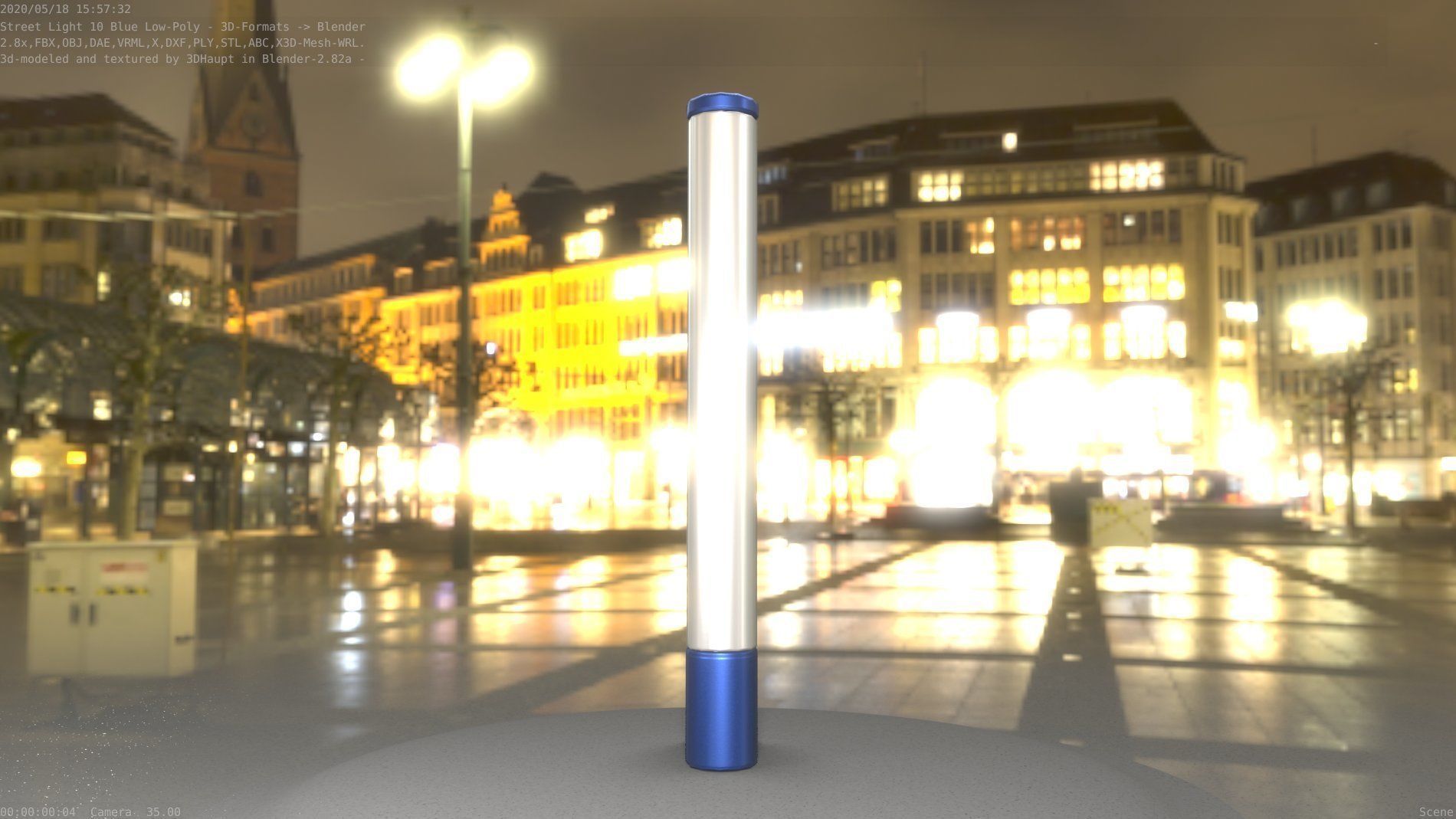 Street Light 10 Blue Low-Poly 180mm Low-poly 3D model_17