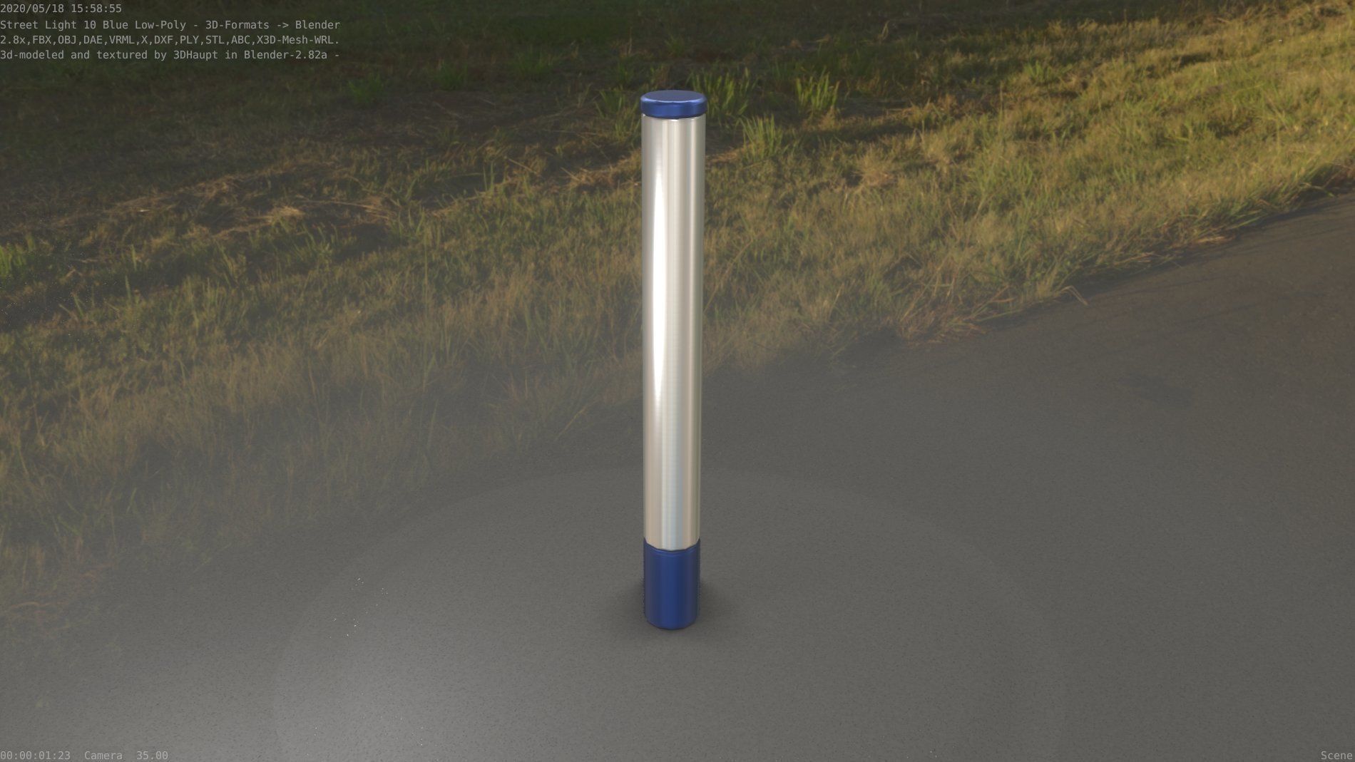 Street Light 10 Blue Low-Poly 180mm Low-poly 3D model_58