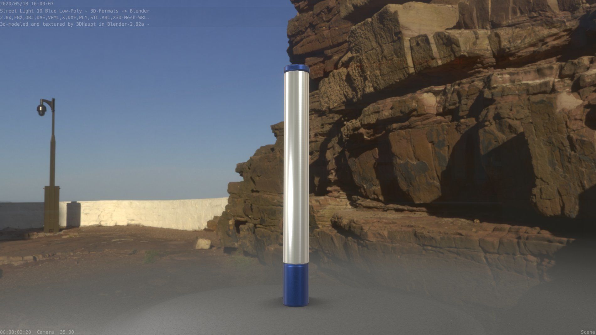 Street Light 10 Blue Low-Poly 180mm Low-poly 3D model_92