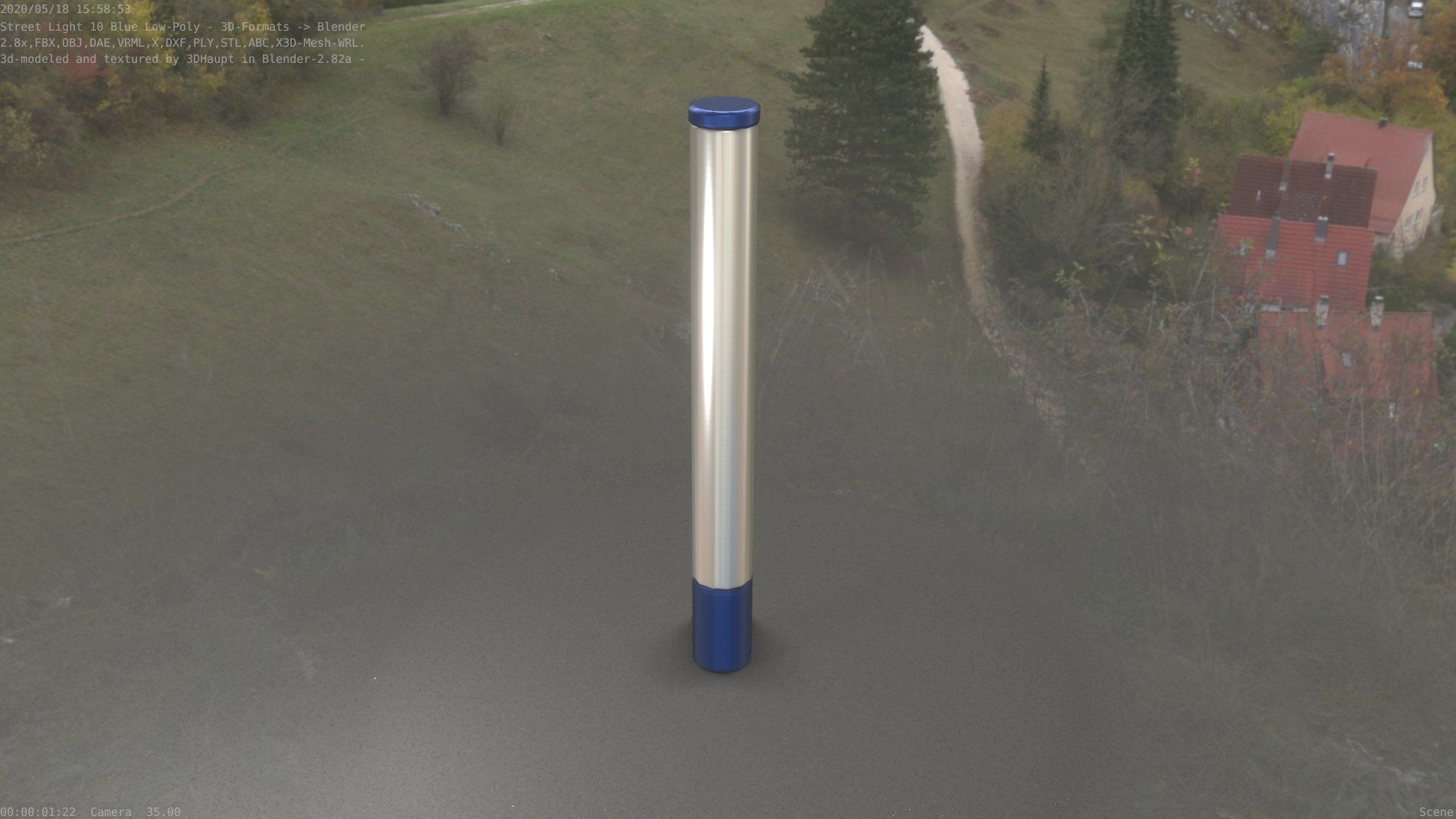Street Light 10 Blue Low-Poly 180mm Low-poly 3D model_57