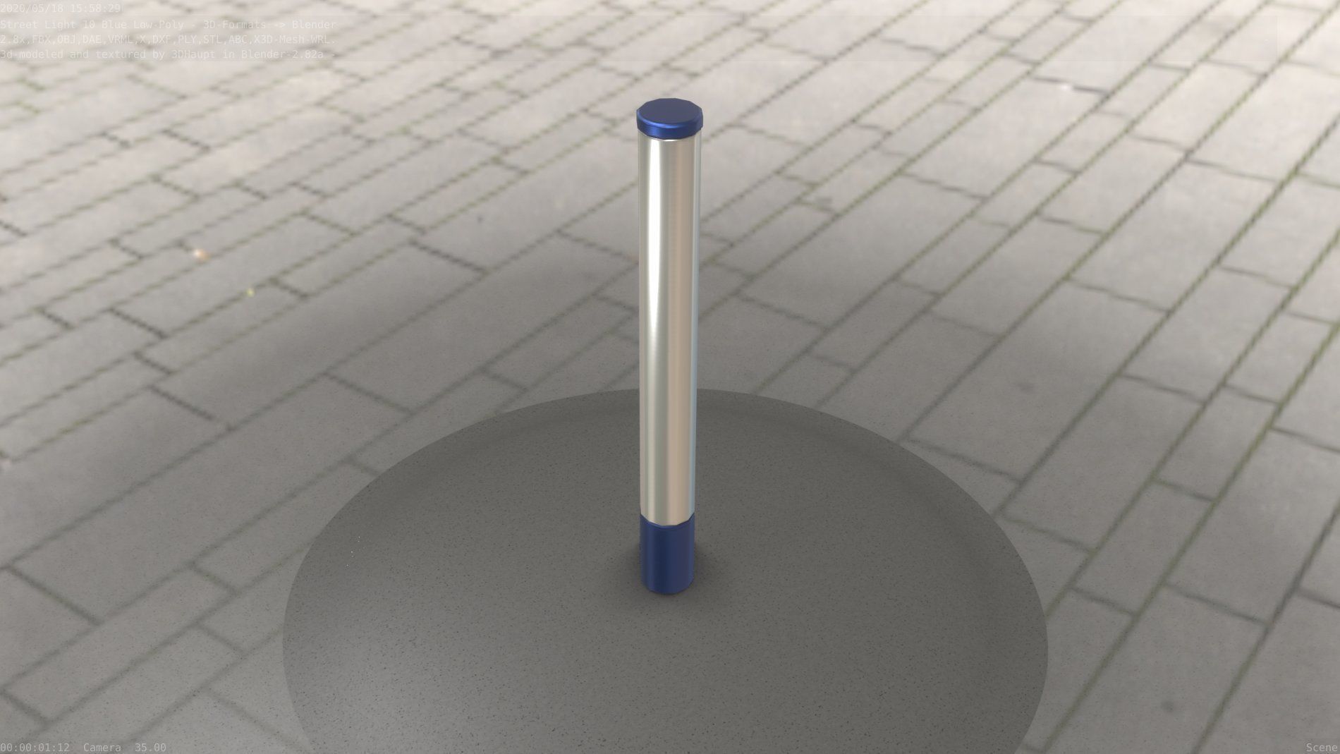 Street Light 10 Blue Low-Poly 180mm Low-poly 3D model_47