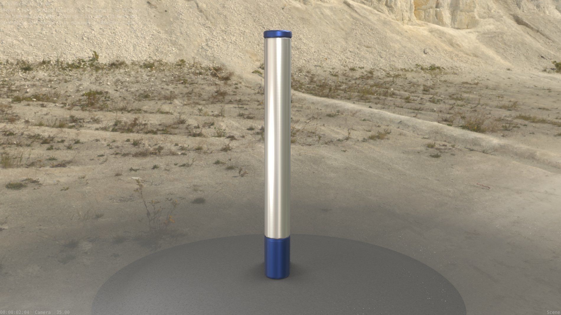 Street Light 10 Blue Low-Poly 180mm Low-poly 3D model_63