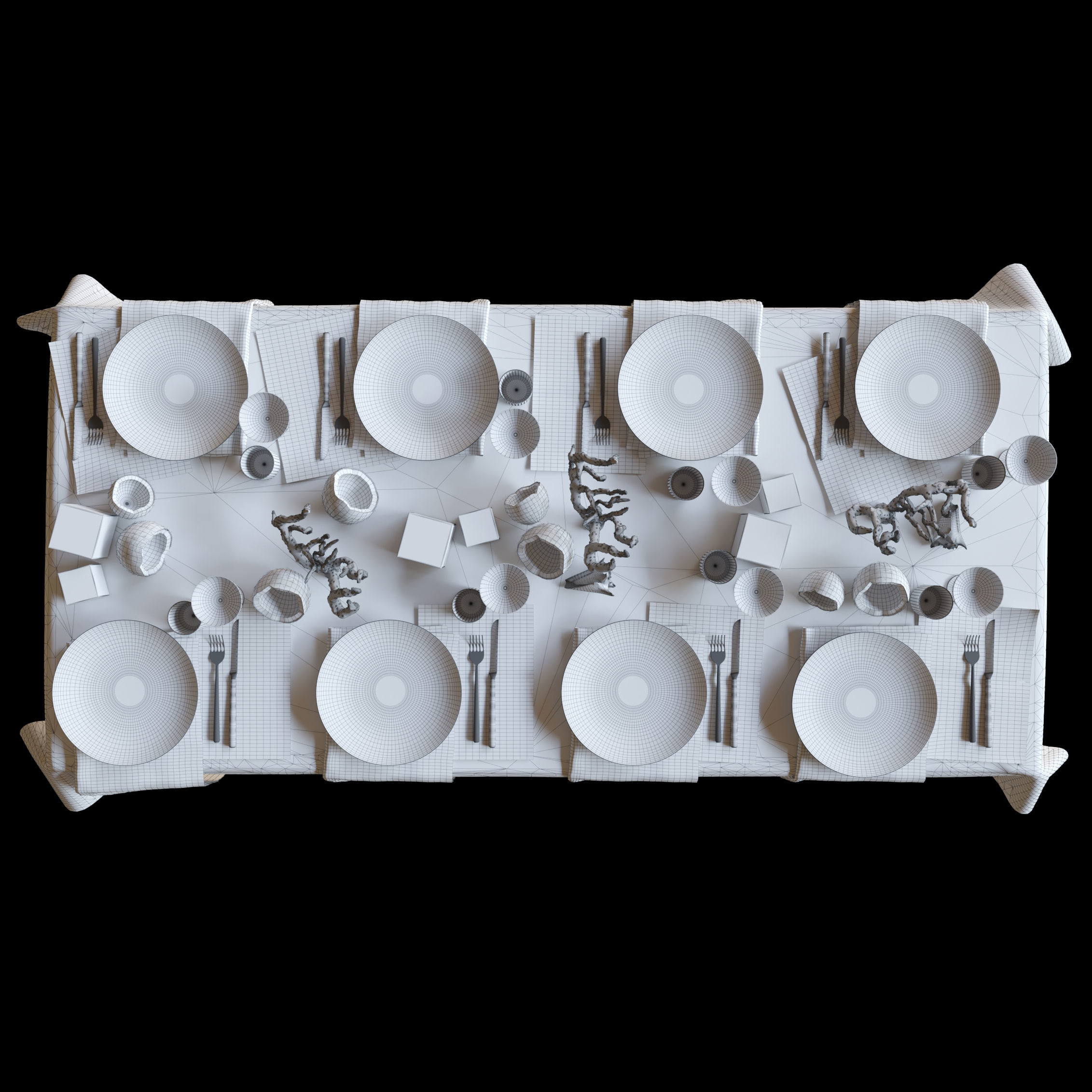 Sea service with coral and coconuts 3D model_2