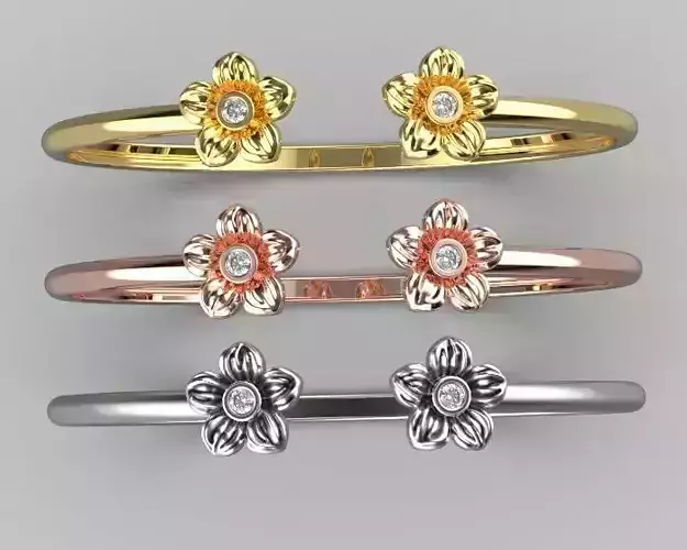 flower bracelet Silver Gold  Print