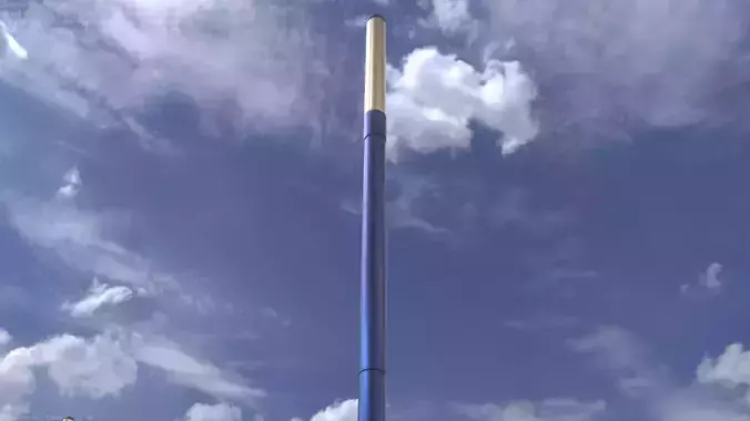 Street Light 10 Blue Low-Poly 390mm Low-poly 3D model