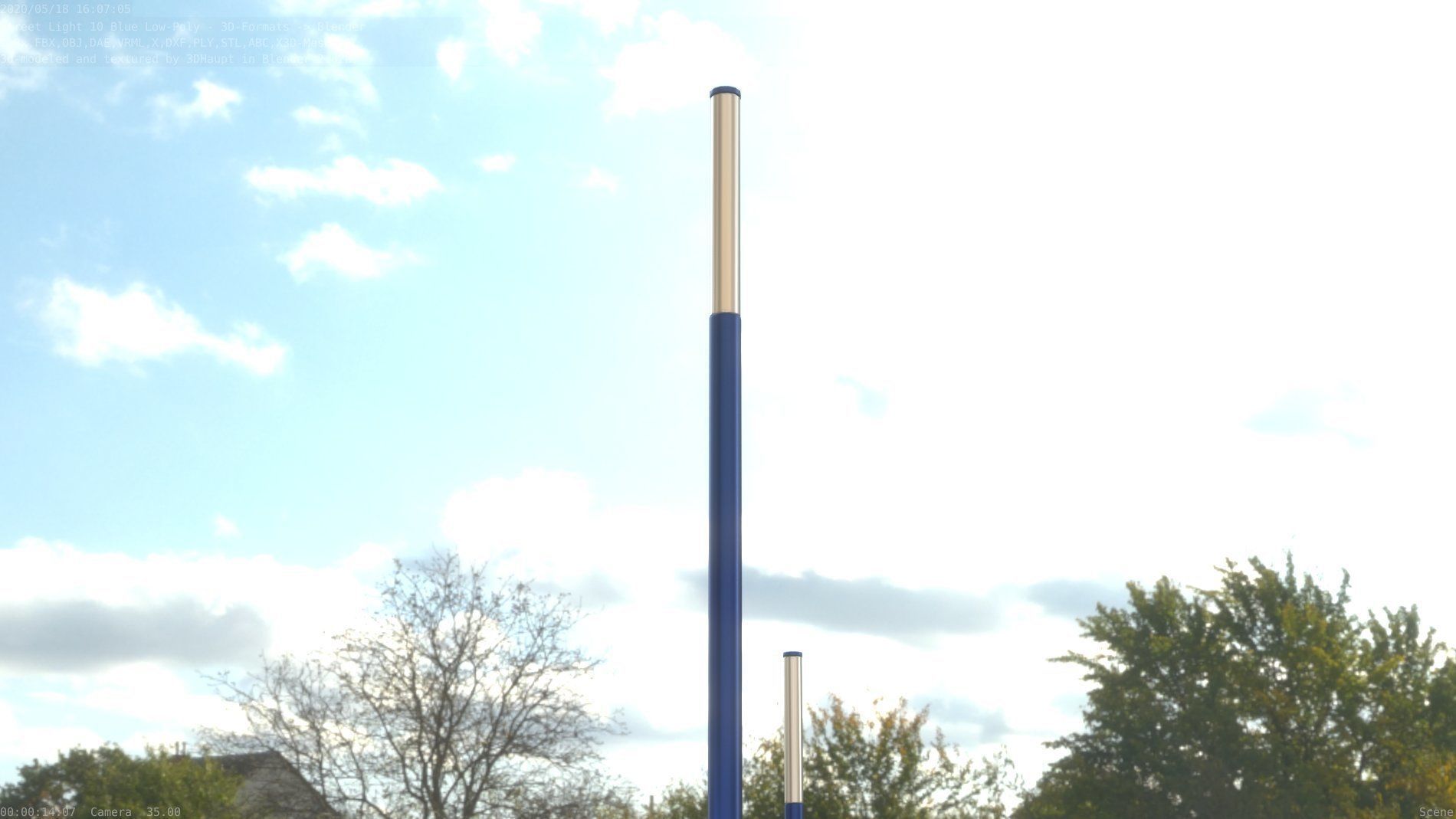 Street Light 10 Blue Low-Poly 535mm Low-poly 3D model_44
