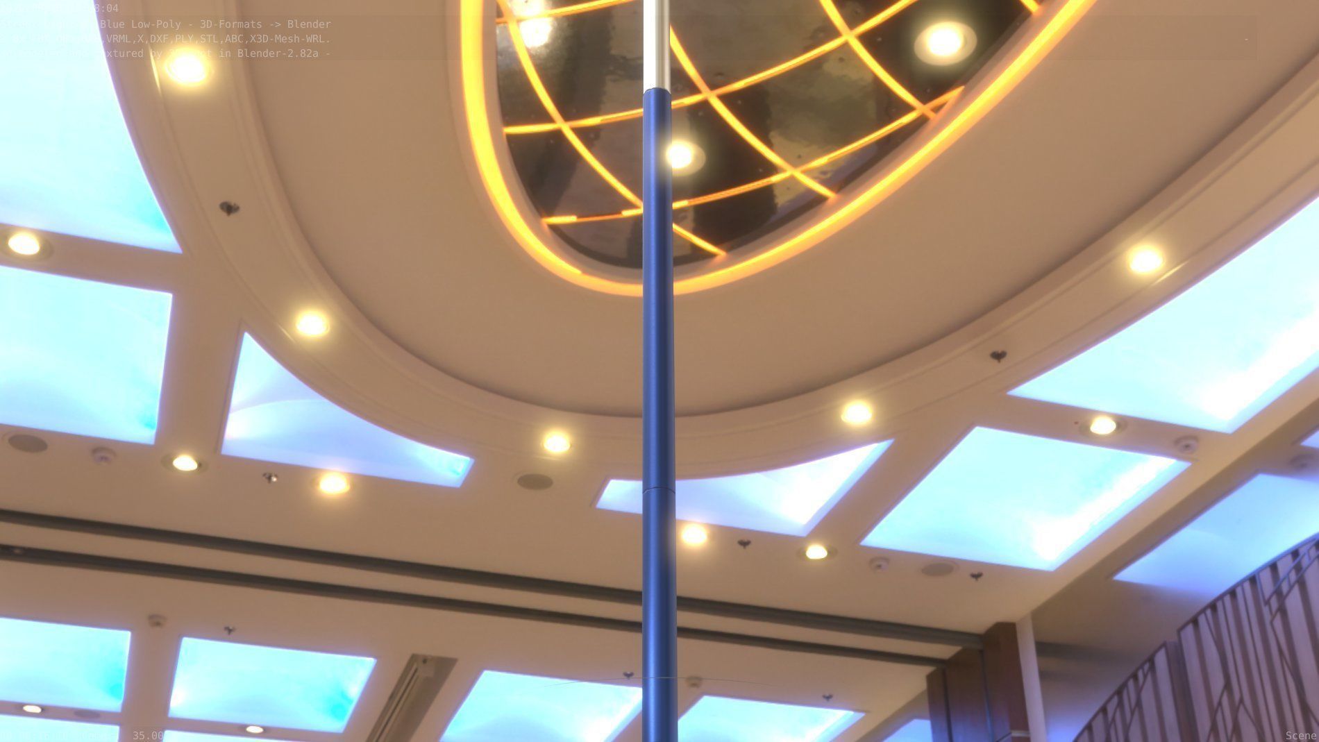 Street Light 10 Blue Low-Poly 535mm Low-poly 3D model_94