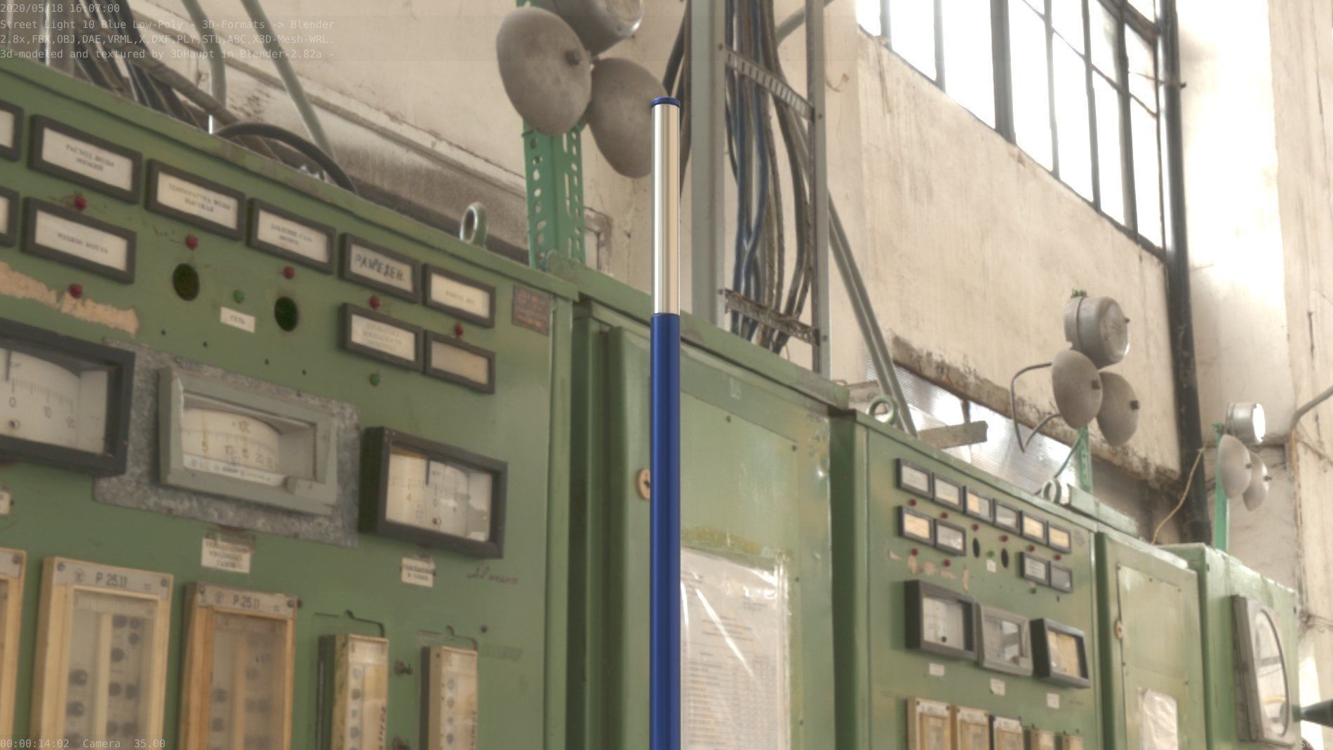 Street Light 10 Blue Low-Poly 535mm Low-poly 3D model_40