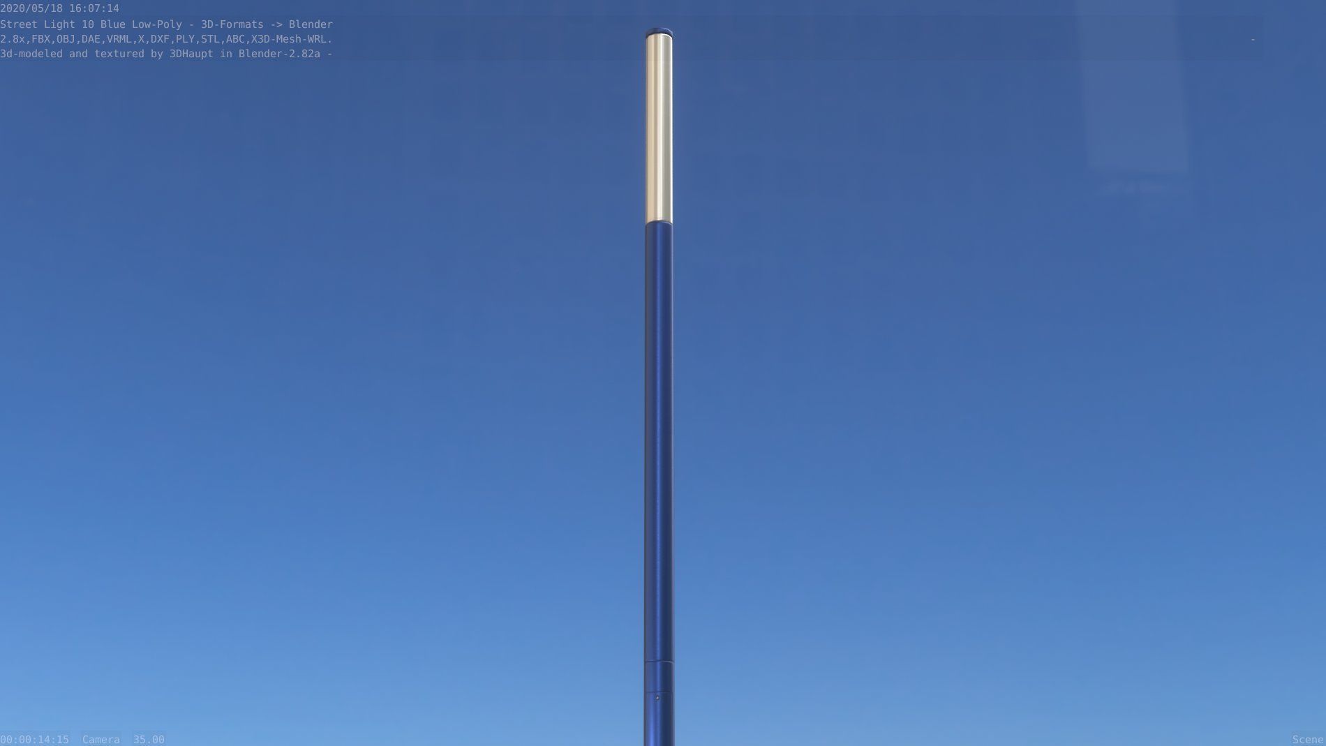 Street Light 10 Blue Low-Poly 535mm Low-poly 3D model_52