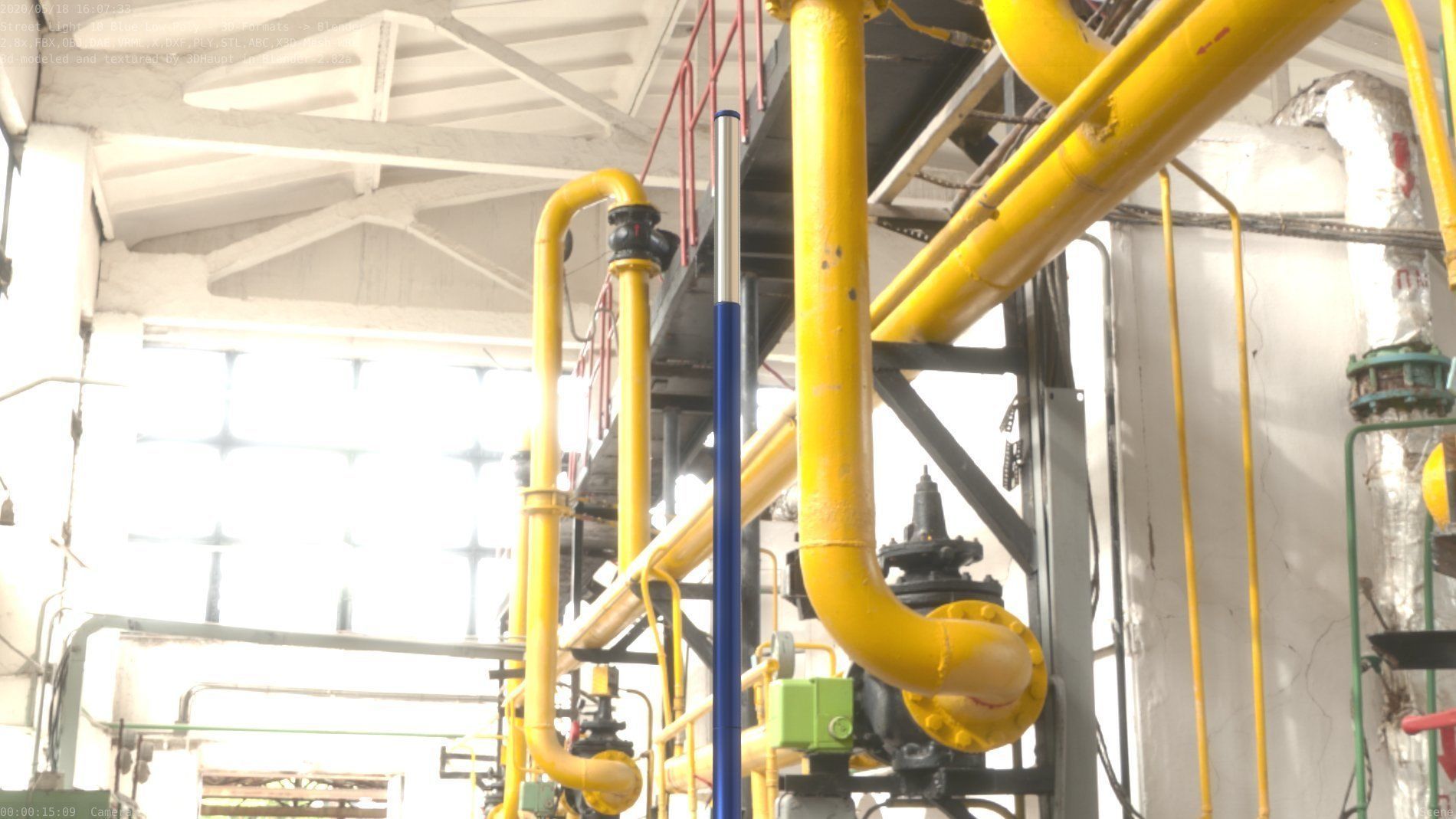 Street Light 10 Blue Low-Poly 535mm Low-poly 3D model_70