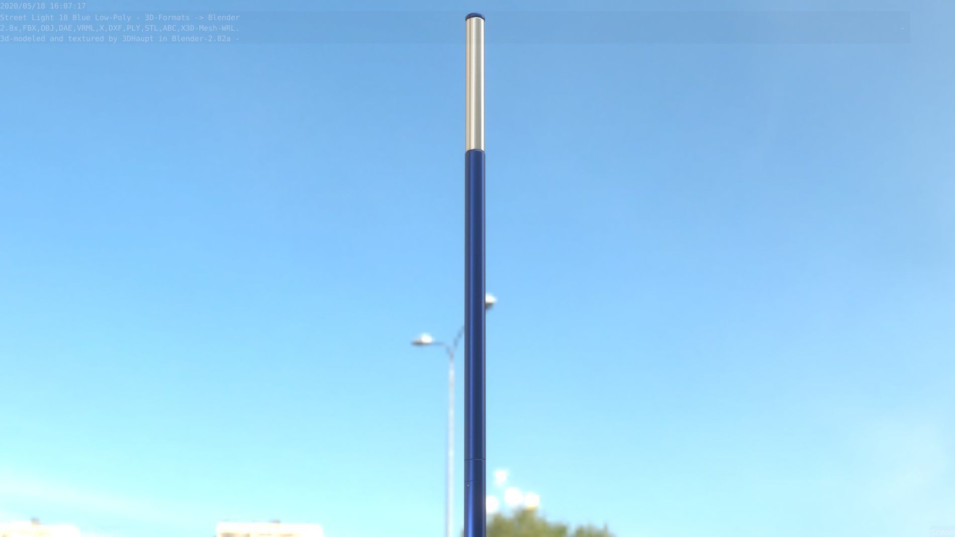 Street Light 10 Blue Low-Poly 535mm Low-poly 3D model_55