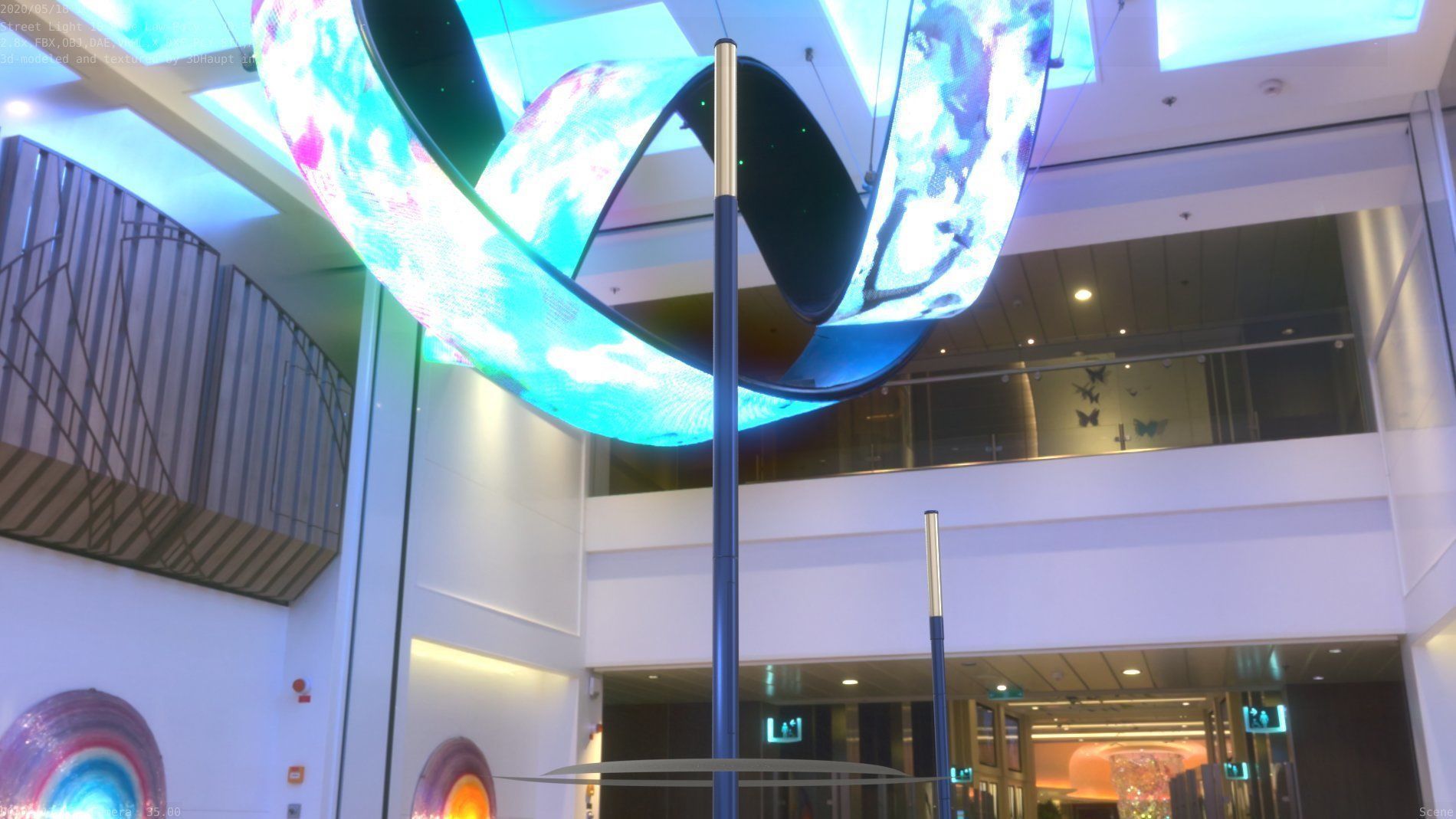 Street Light 10 Blue Low-Poly 535mm Low-poly 3D model_4