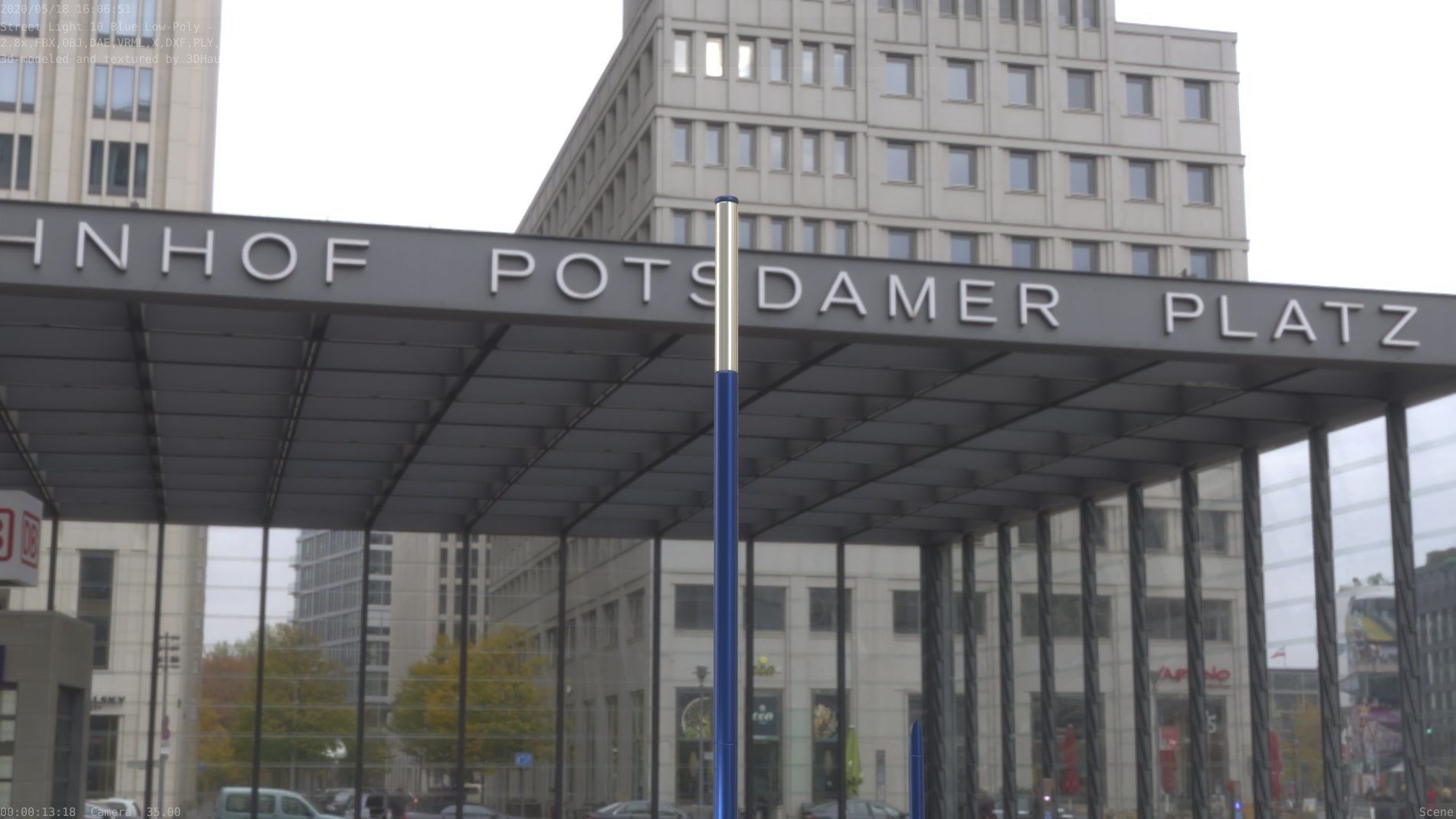 Street Light 10 Blue Low-Poly 535mm Low-poly 3D model_32