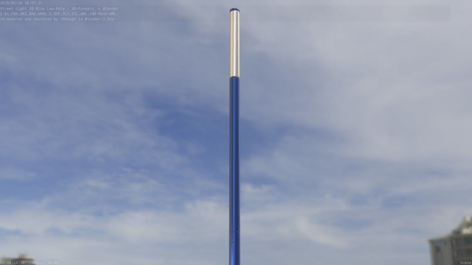 Street Light 10 Blue Low-Poly 535mm Low-poly 3D model_53