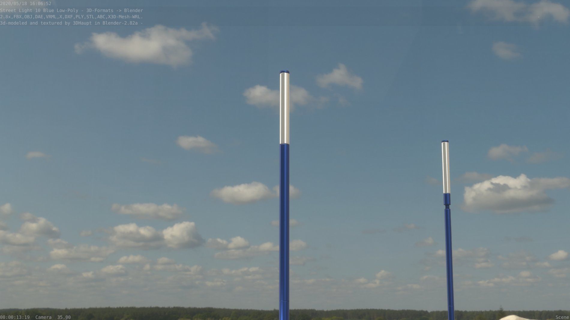 Street Light 10 Blue Low-Poly 535mm Low-poly 3D model_33