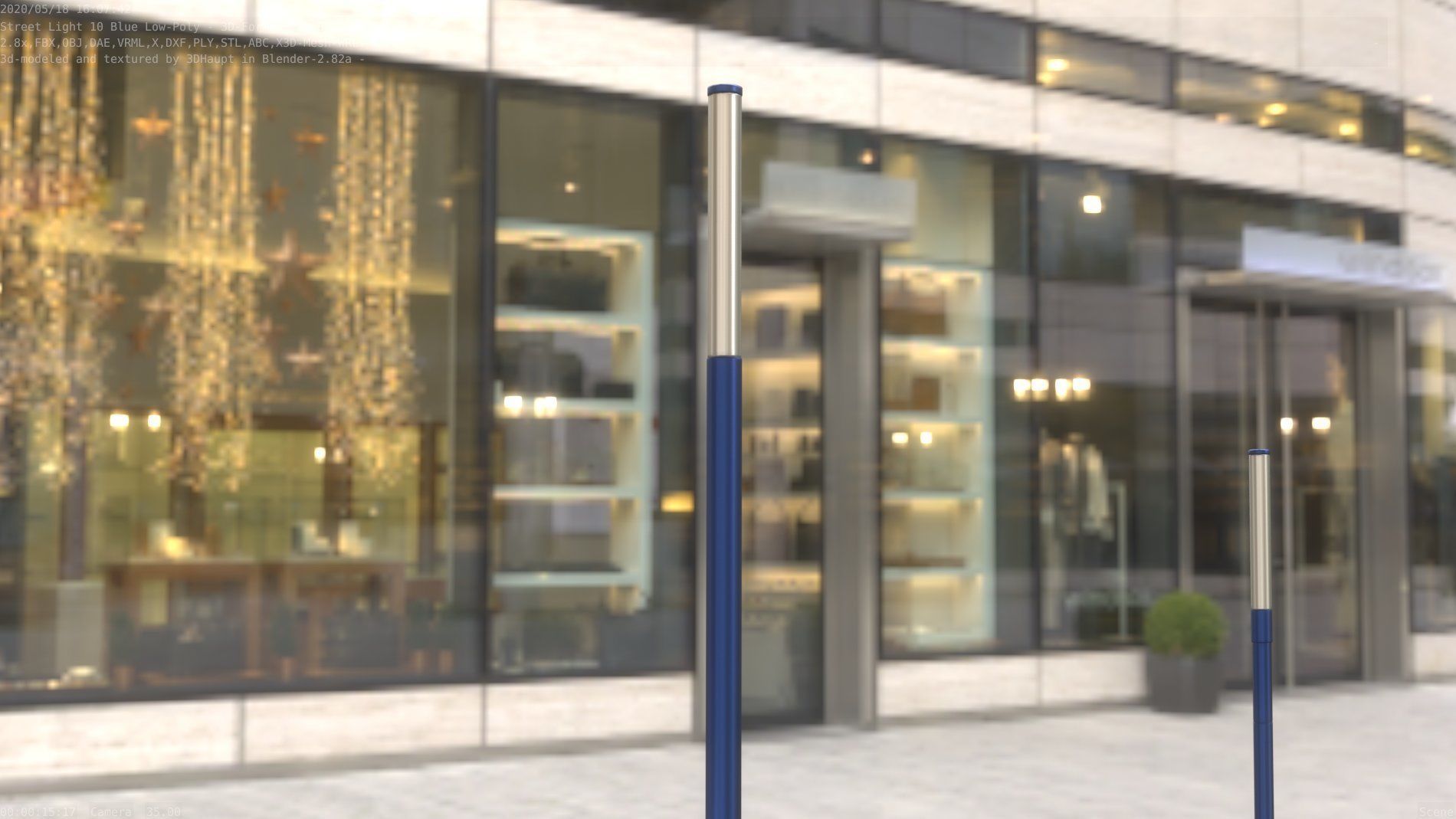 Street Light 10 Blue Low-Poly 535mm Low-poly 3D model_77