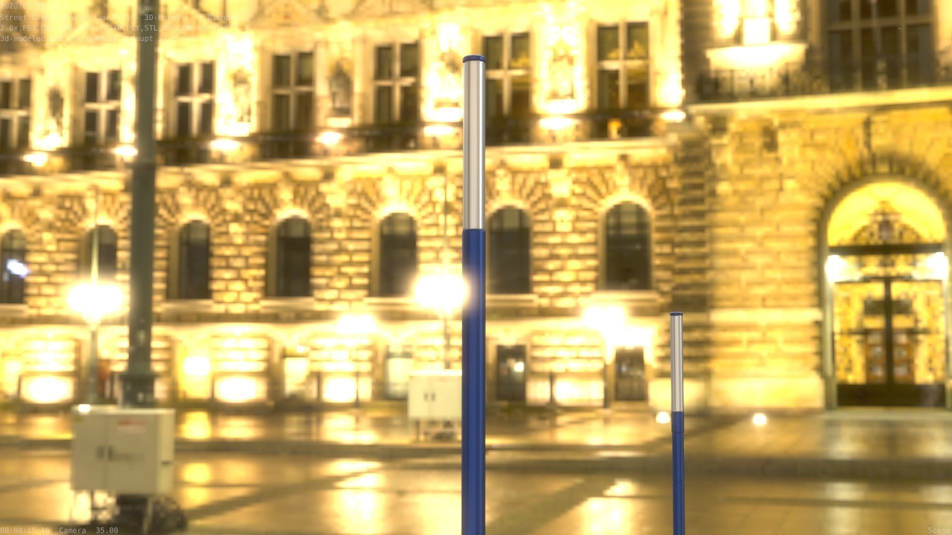 Street Light 10 Blue Low-Poly 535mm Low-poly 3D model_76