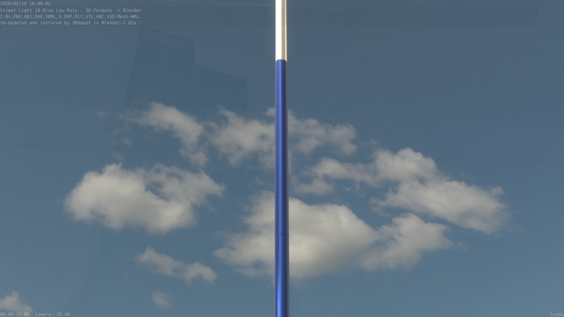 Street Light 10 Blue Low-Poly 535mm Low-poly 3D model_93