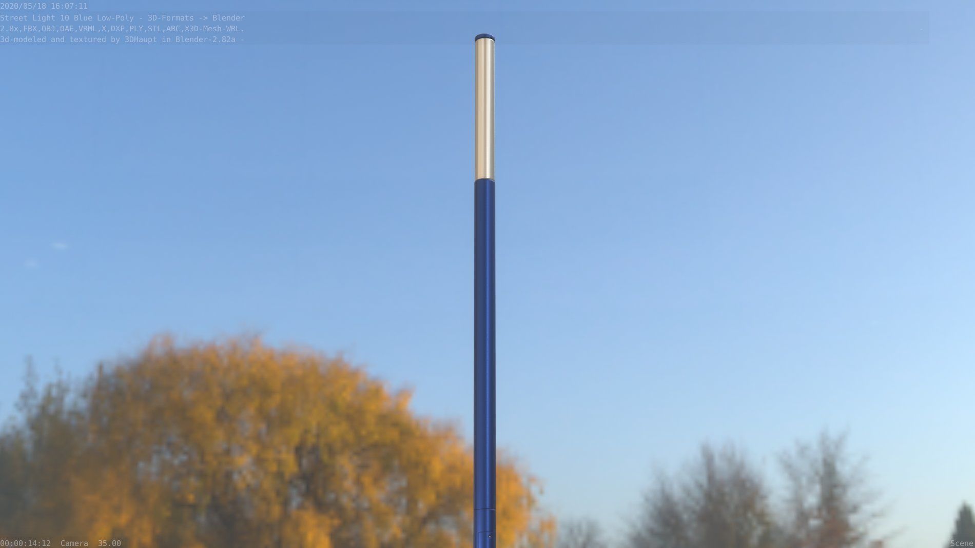 Street Light 10 Blue Low-Poly 535mm Low-poly 3D model_49