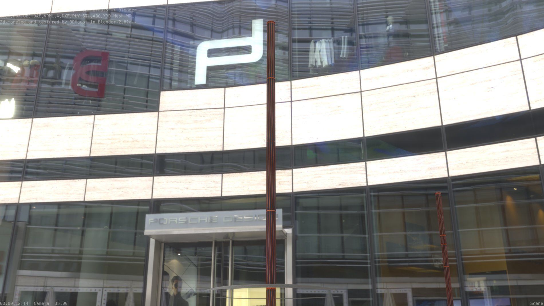 Street Light 10 Blue Low-Poly 535mm Low-poly 3D model_5