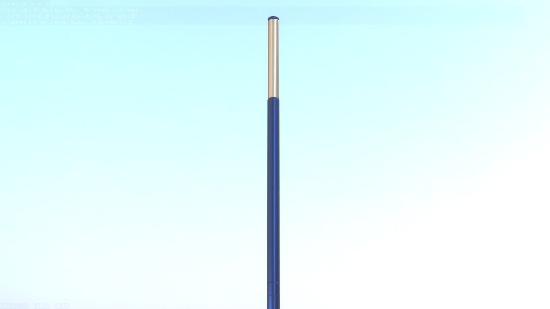 Street Light 10 Blue Low-Poly 535mm Low-poly 3D model_50