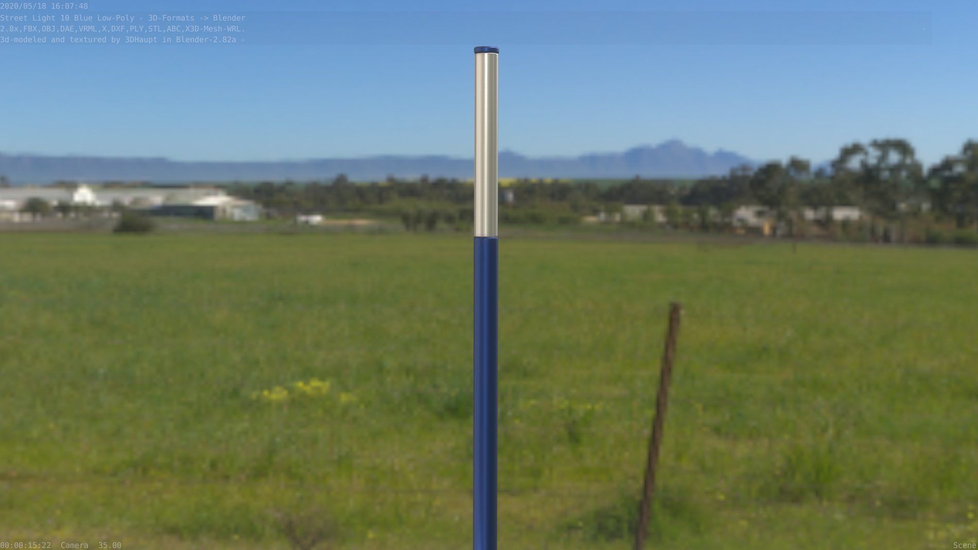 Street Light 10 Blue Low-Poly 535mm Low-poly 3D model_82