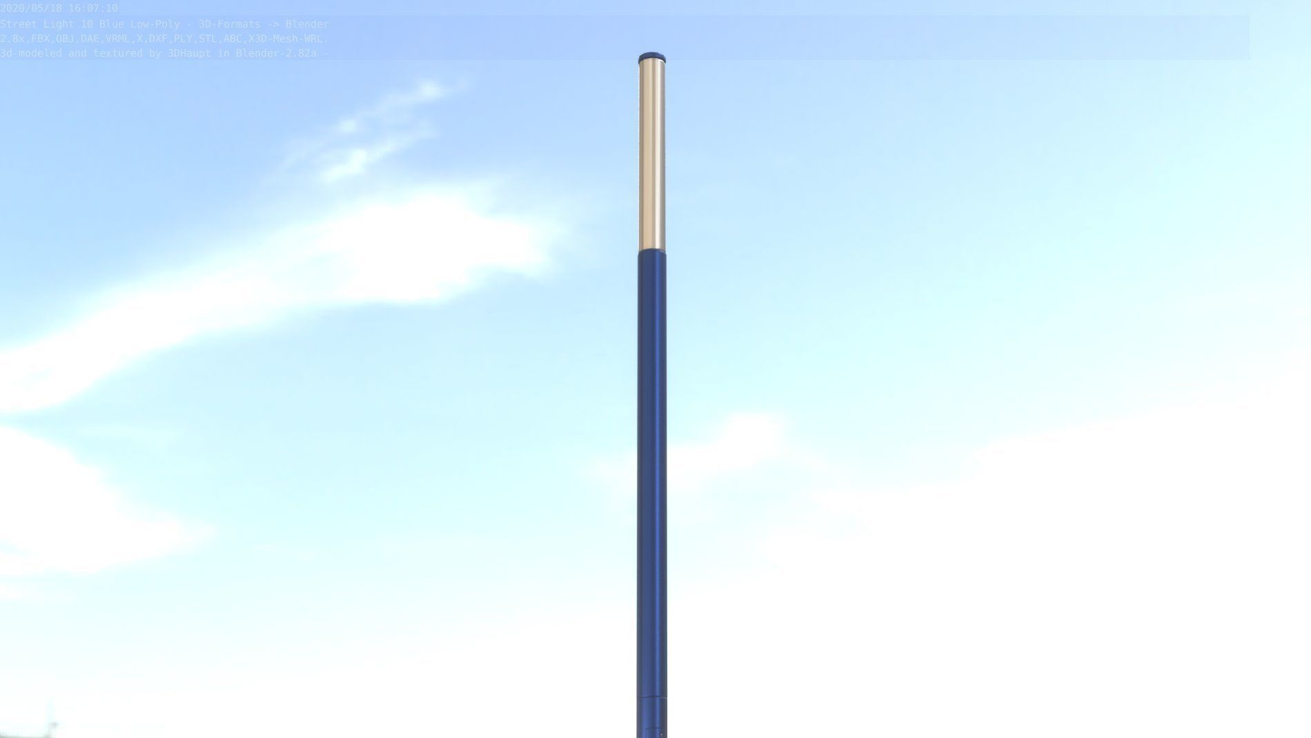 Street Light 10 Blue Low-Poly 535mm Low-poly 3D model_48