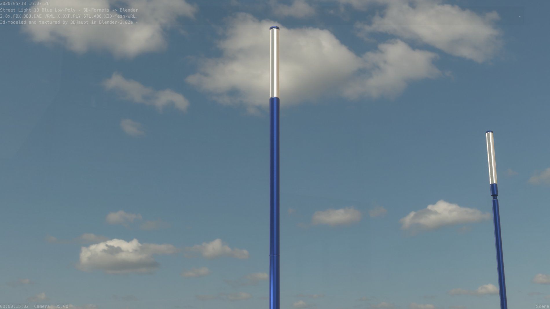 Street Light 10 Blue Low-Poly 535mm Low-poly 3D model_63