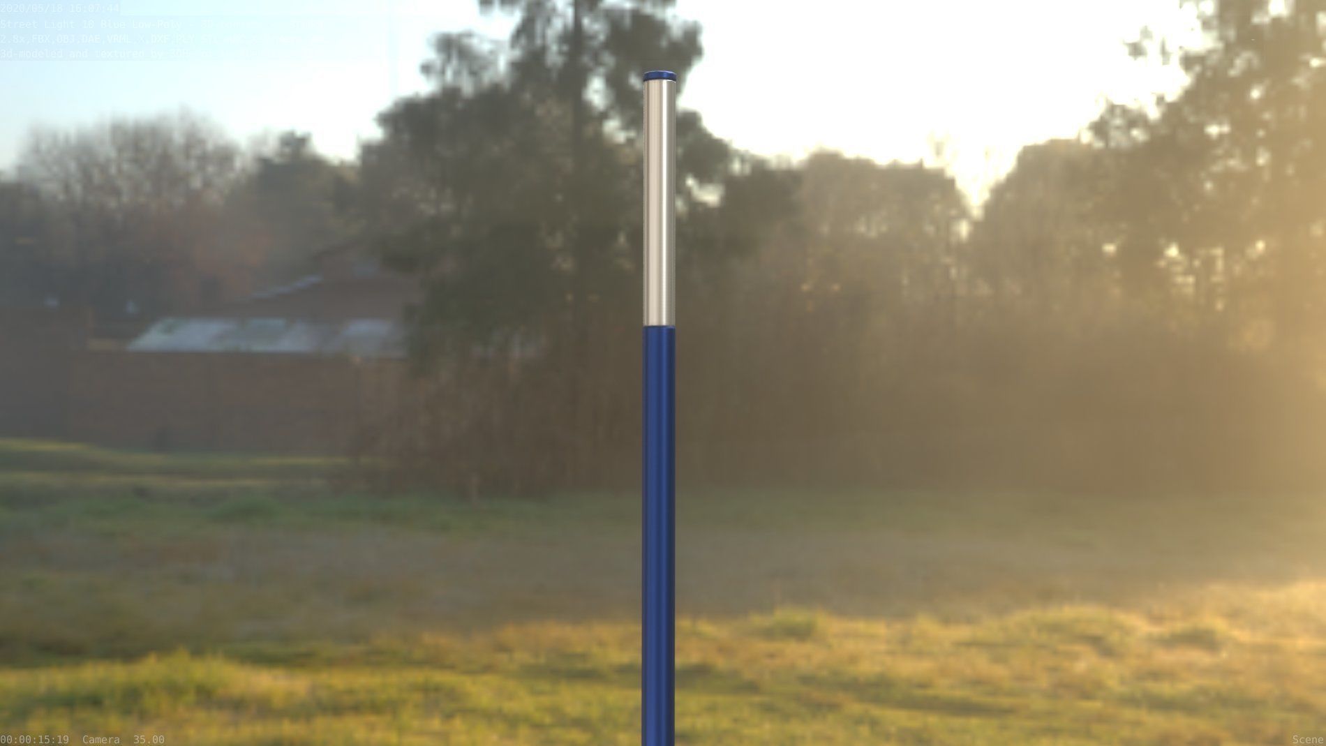 Street Light 10 Blue Low-Poly 535mm Low-poly 3D model_79