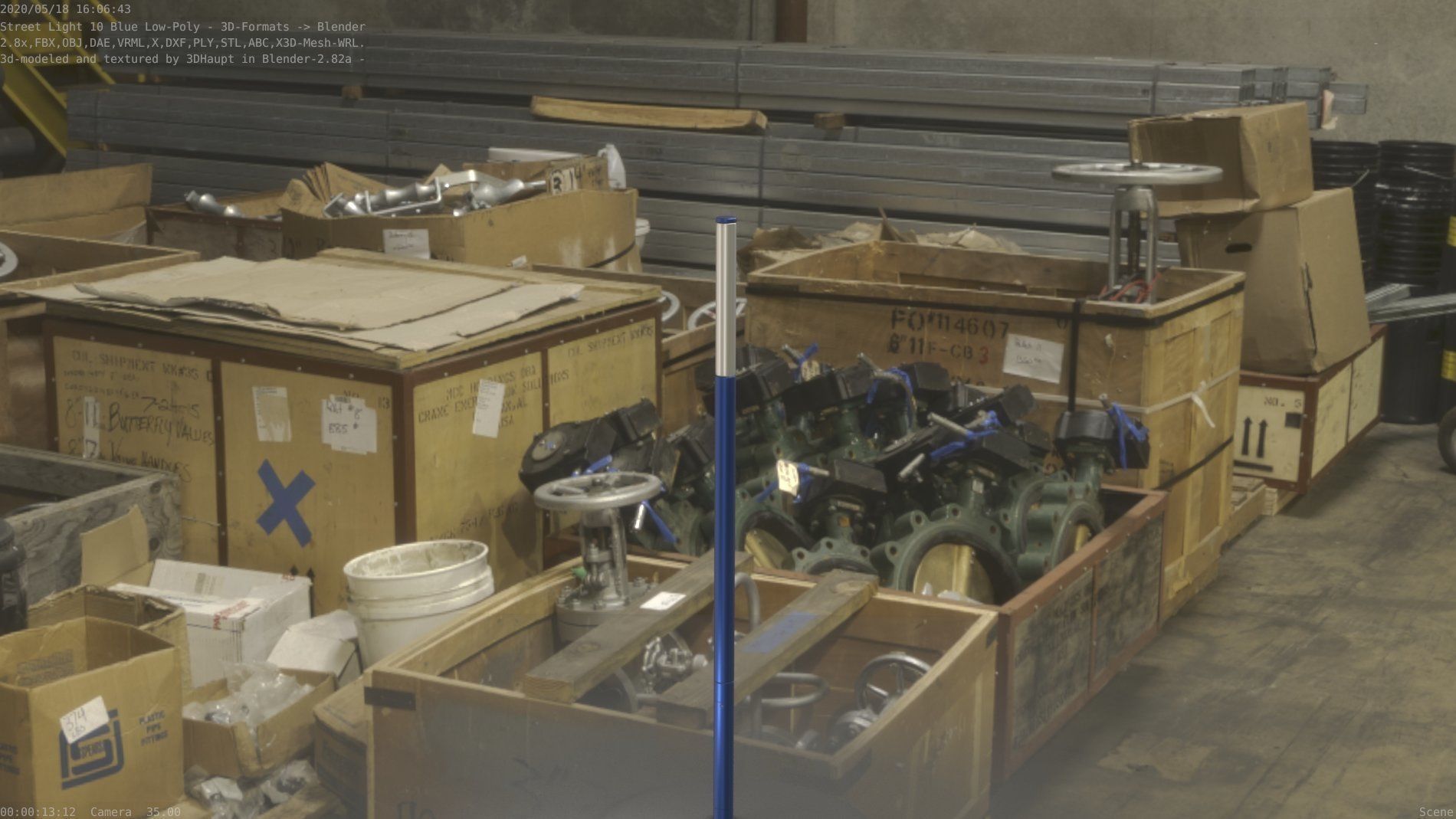 Street Light 10 Blue Low-Poly 535mm Low-poly 3D model_26