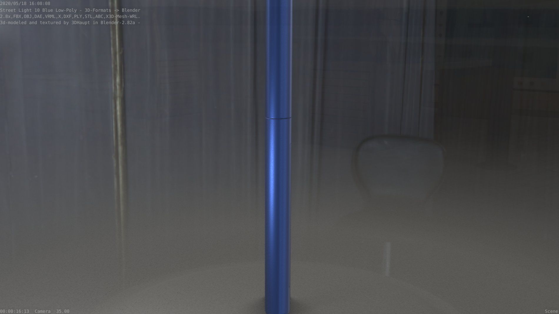 Street Light 10 Blue Low-Poly 535mm Low-poly 3D model_97