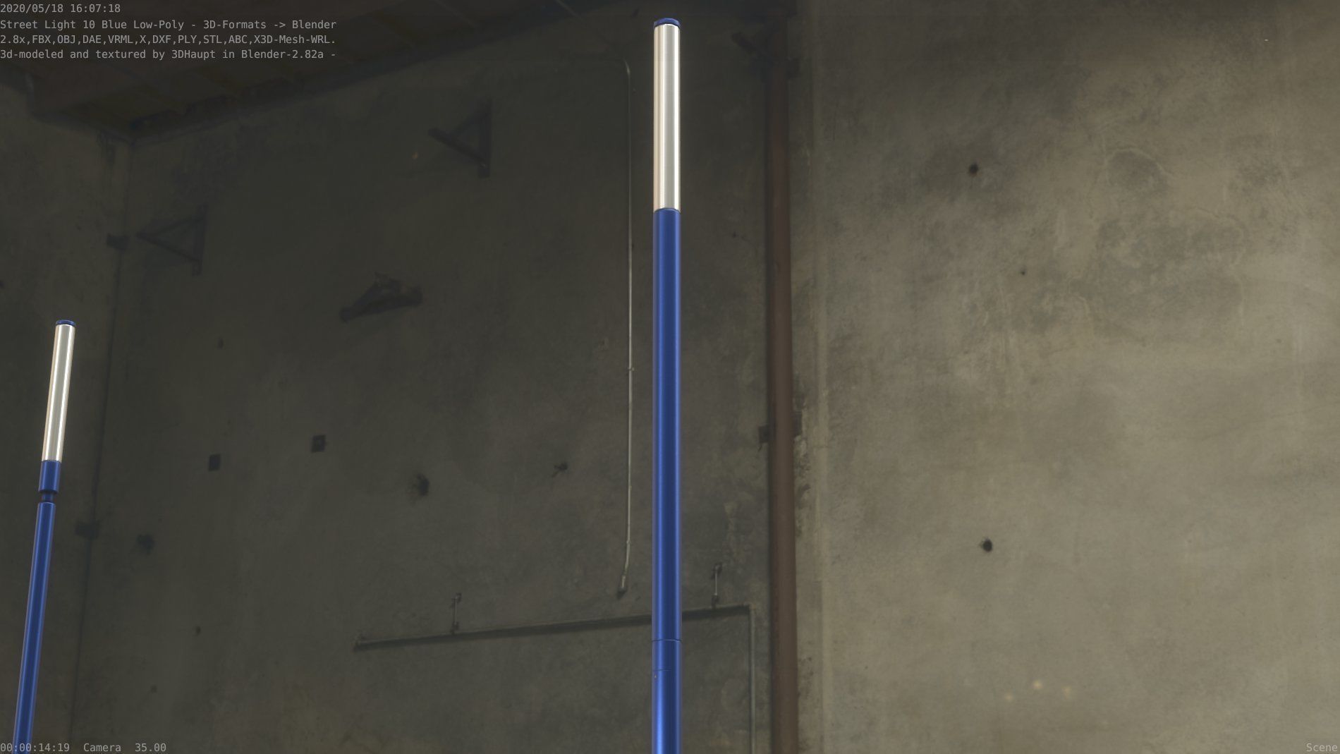 Street Light 10 Blue Low-Poly 535mm Low-poly 3D model_56