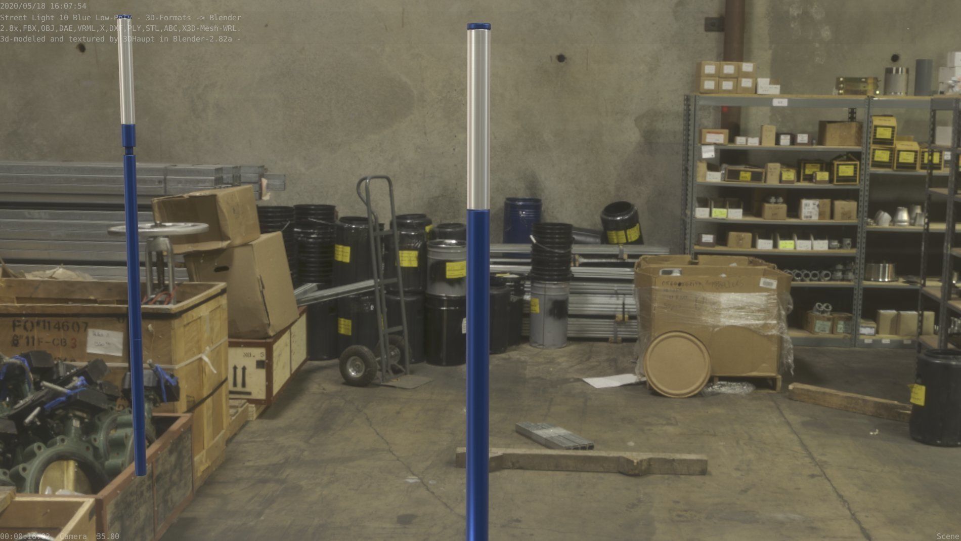 Street Light 10 Blue Low-Poly 535mm Low-poly 3D model_86