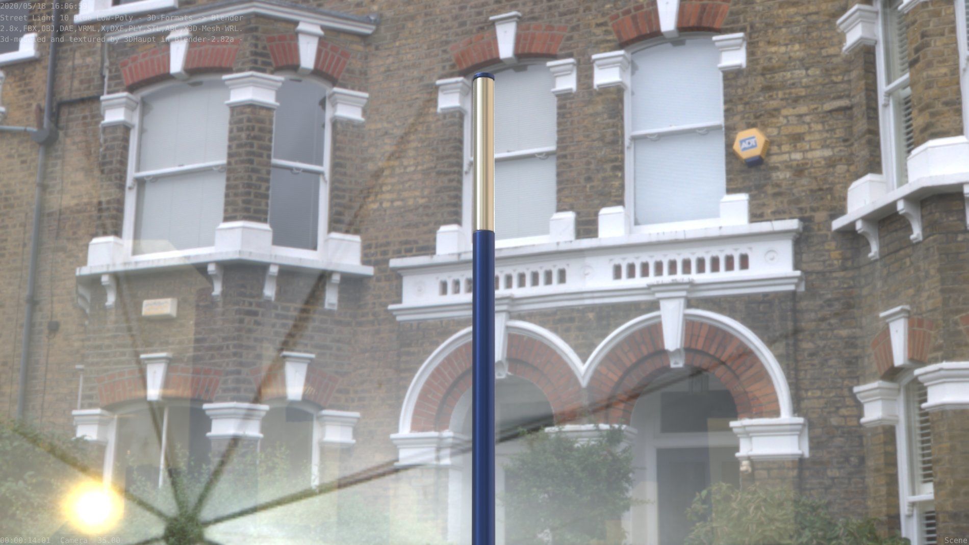 Street Light 10 Blue Low-Poly 535mm Low-poly 3D model_39