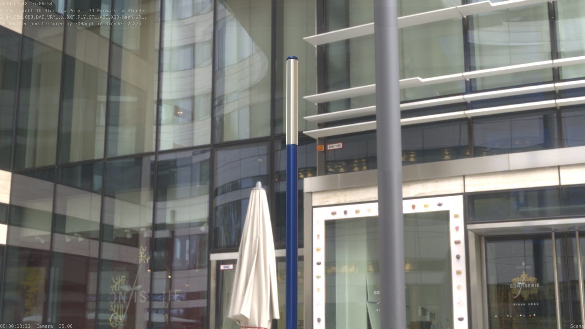 Street Light 10 Blue Low-Poly 535mm Low-poly 3D model_35