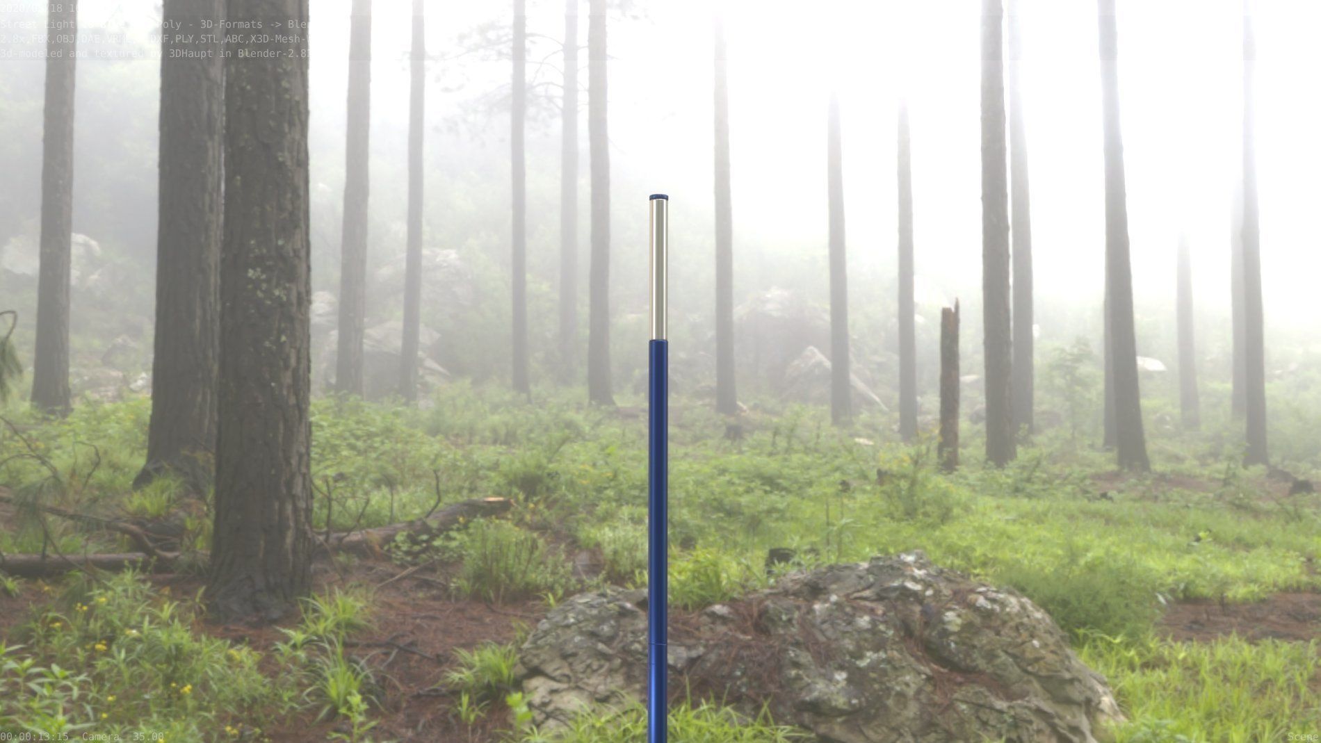 Street Light 10 Blue Low-Poly 535mm Low-poly 3D model_29