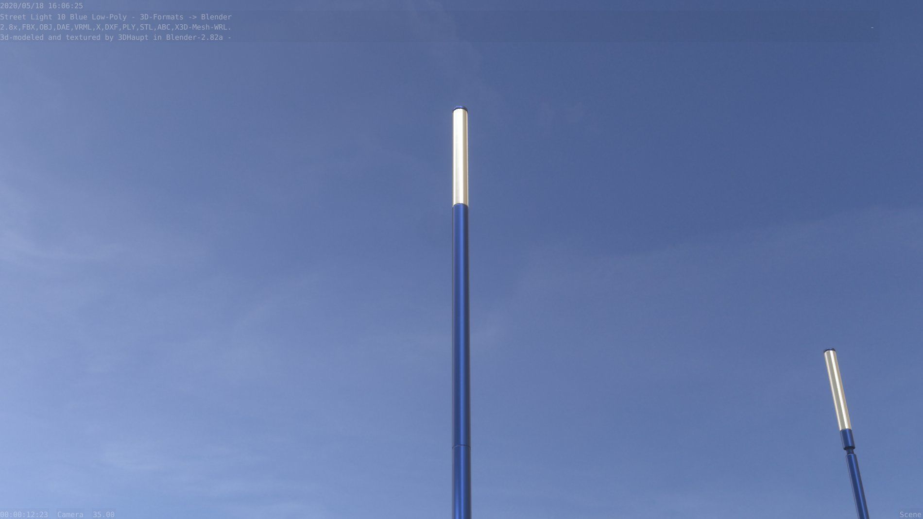 Street Light 10 Blue Low-Poly 535mm Low-poly 3D model_13
