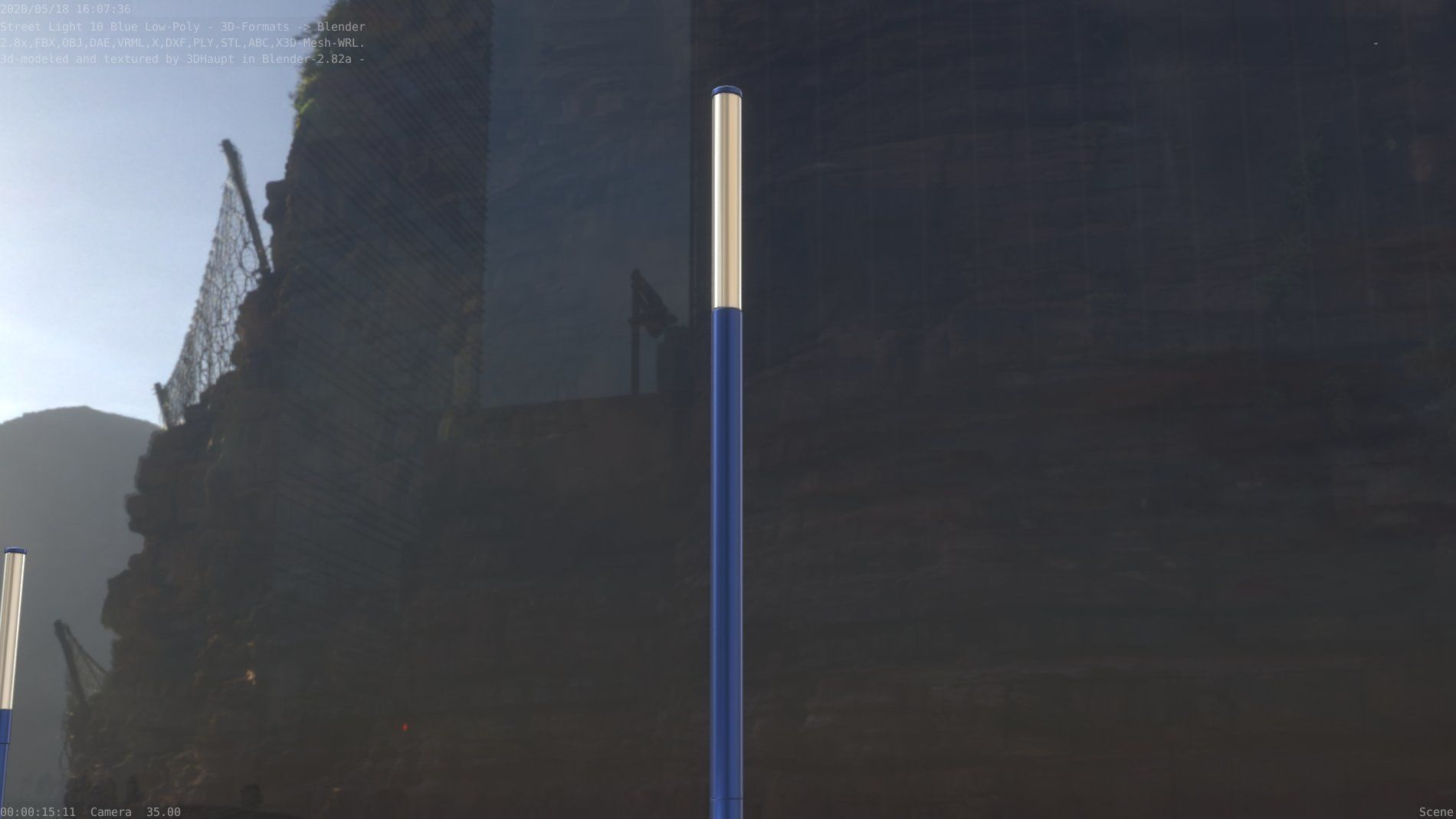 Street Light 10 Blue Low-Poly 535mm Low-poly 3D model_72