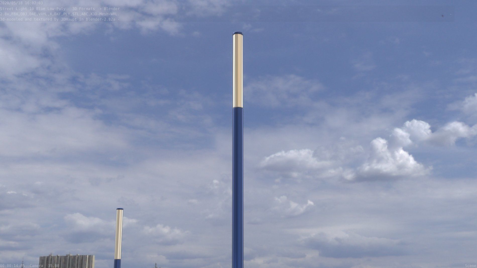 Street Light 10 Blue Low-Poly 535mm Low-poly 3D model_42