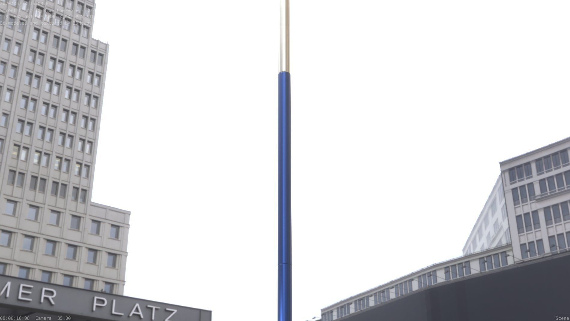 Street Light 10 Blue Low-Poly 535mm Low-poly 3D model_92