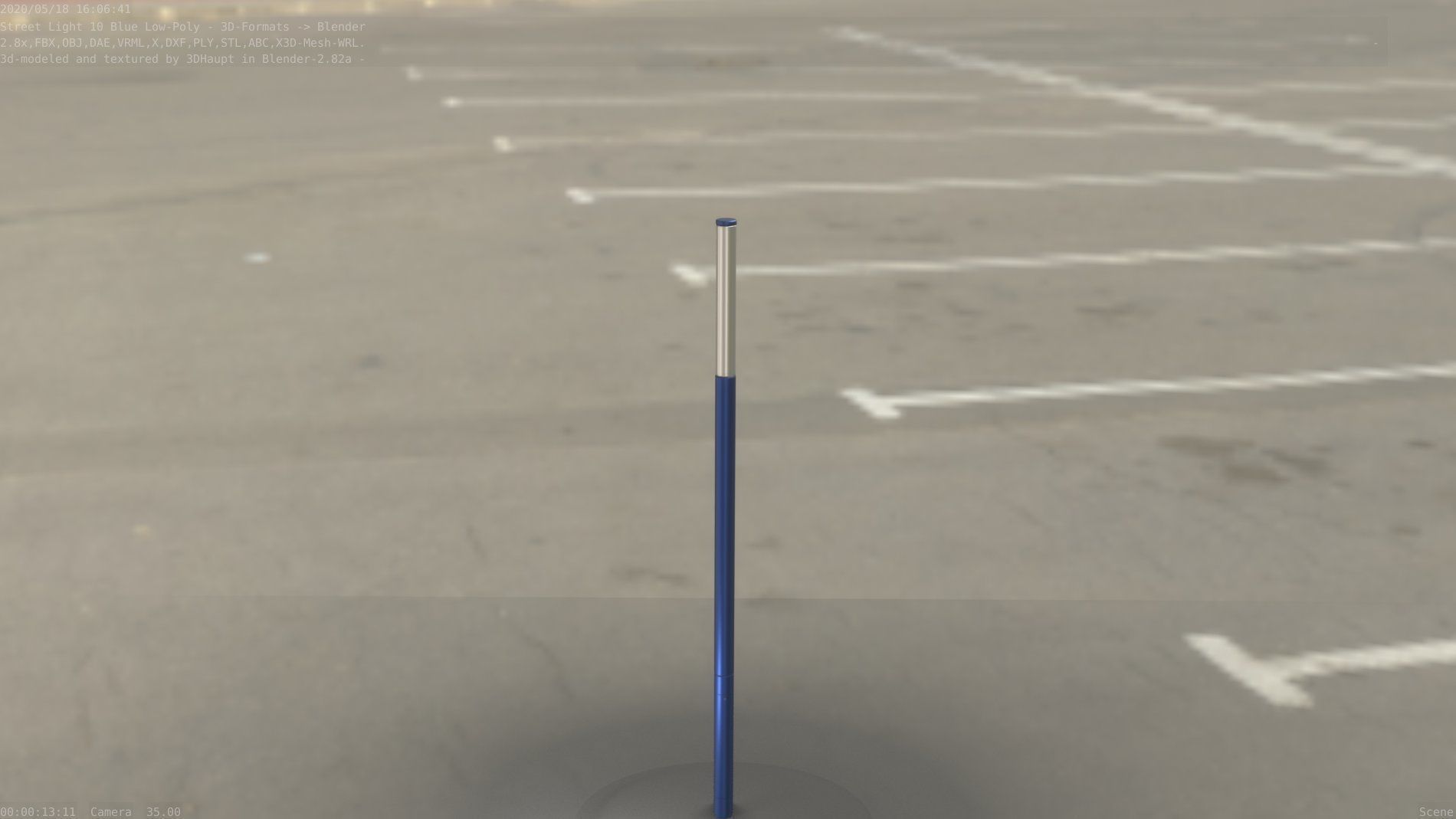 Street Light 10 Blue Low-Poly 535mm Low-poly 3D model_25