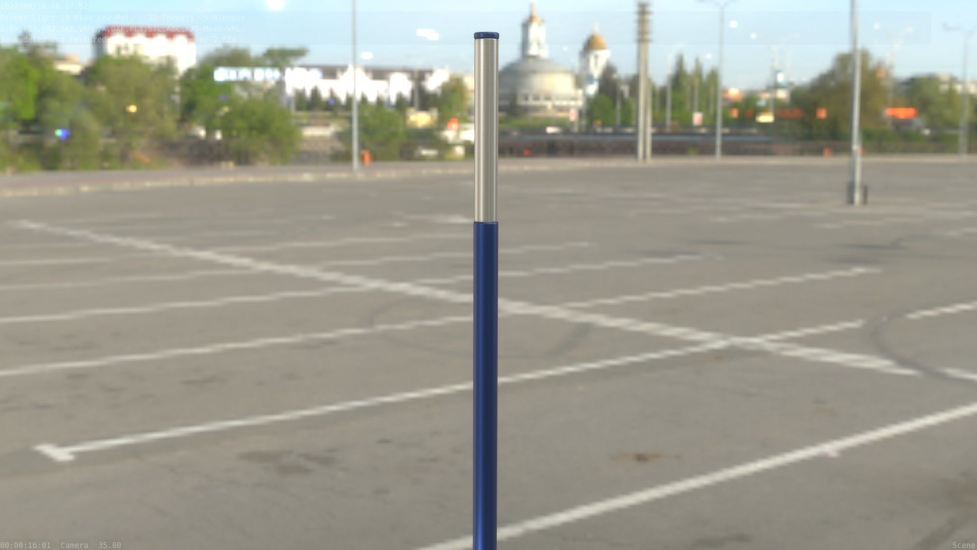 Street Light 10 Blue Low-Poly 535mm Low-poly 3D model_85